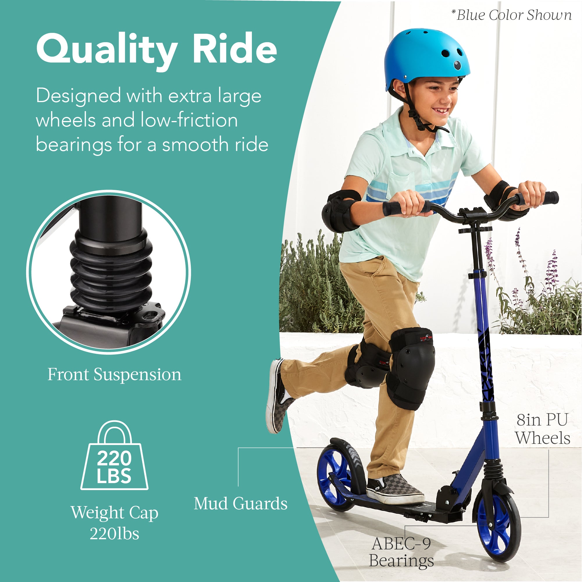 Kids Height Adjustable Kick Scooter w/ Carrying Strap, Non-Slip Deck