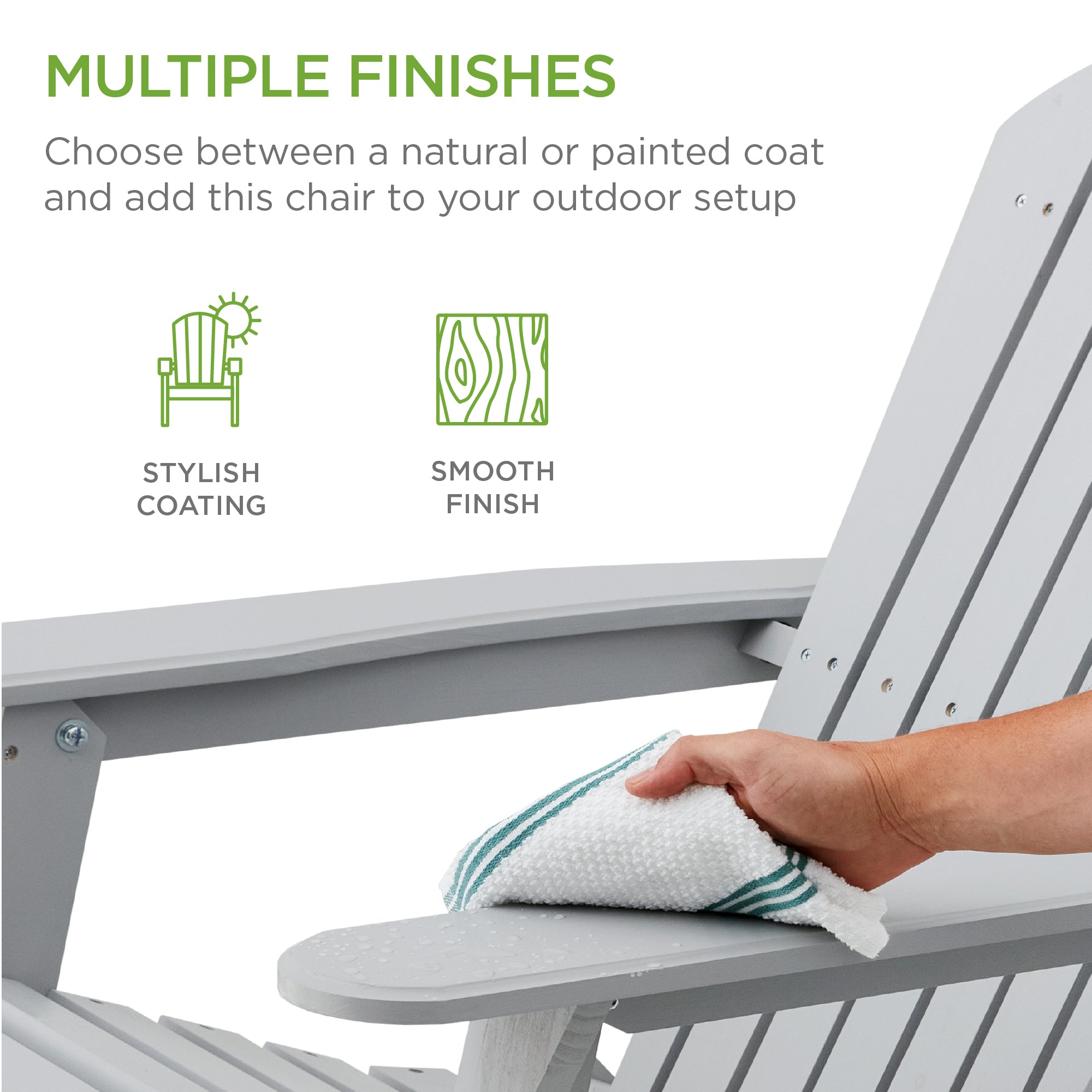 Folding Wooden Adirondack Chair, Accent Furniture w/ Natural