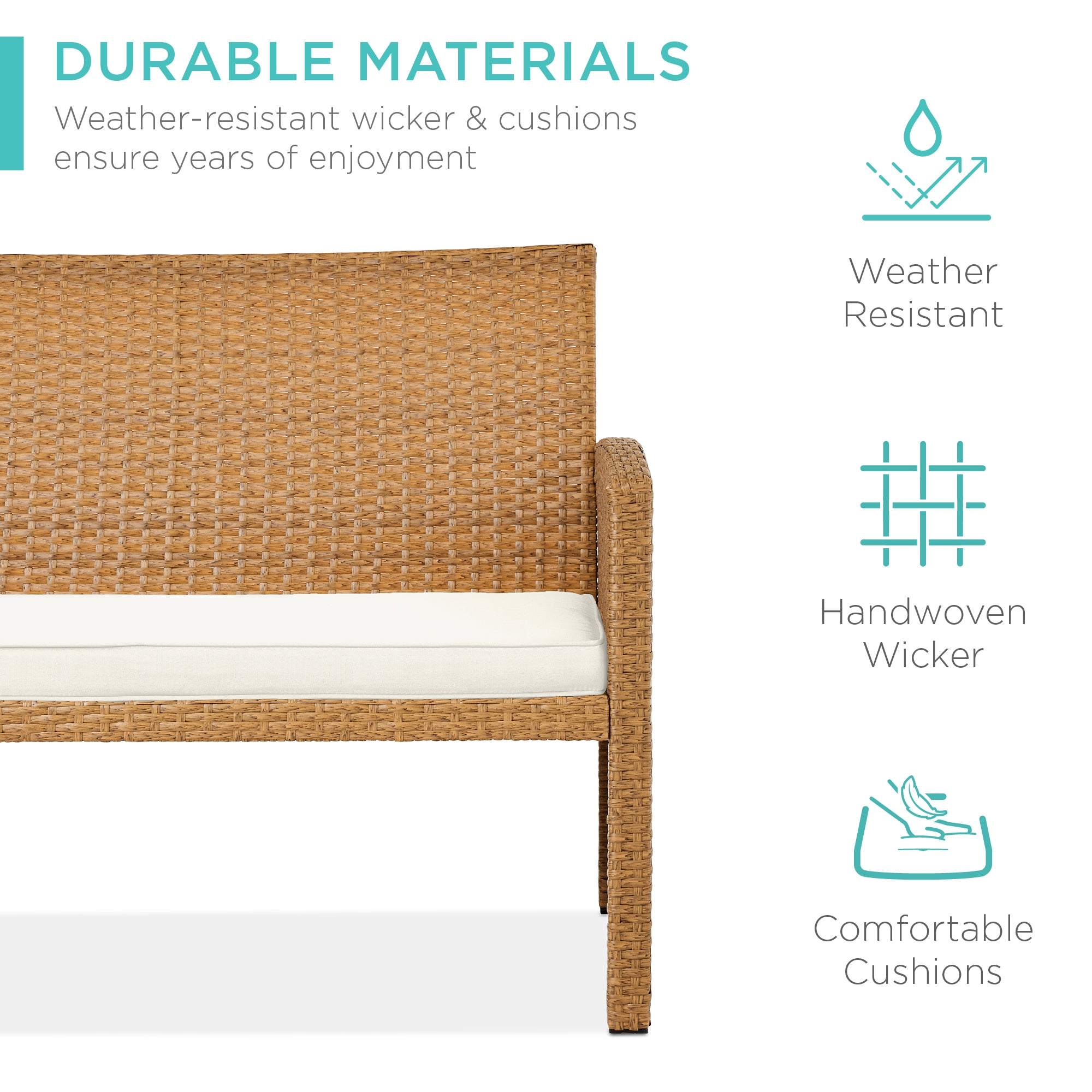 4-Piece Outdoor Wicker Conversation Patio Set w/ 4 Seats, Glass Table Top