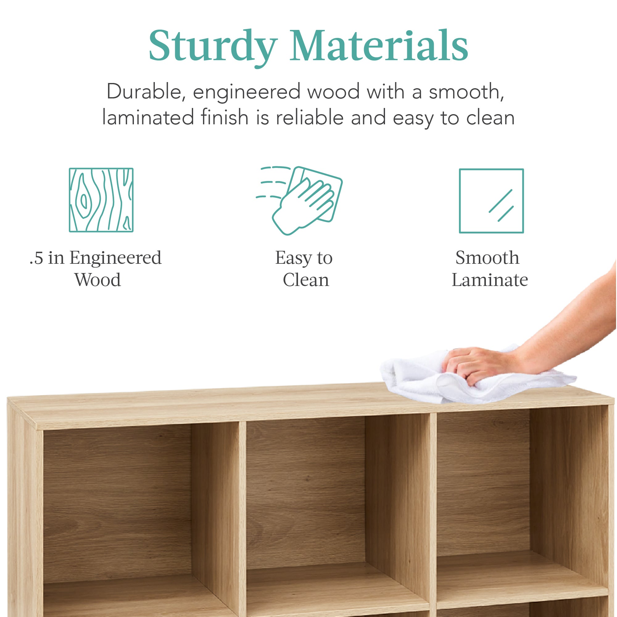 6-Cube Bookshelf, 13.5in Storage Display w/ Removable Panels, Customizable