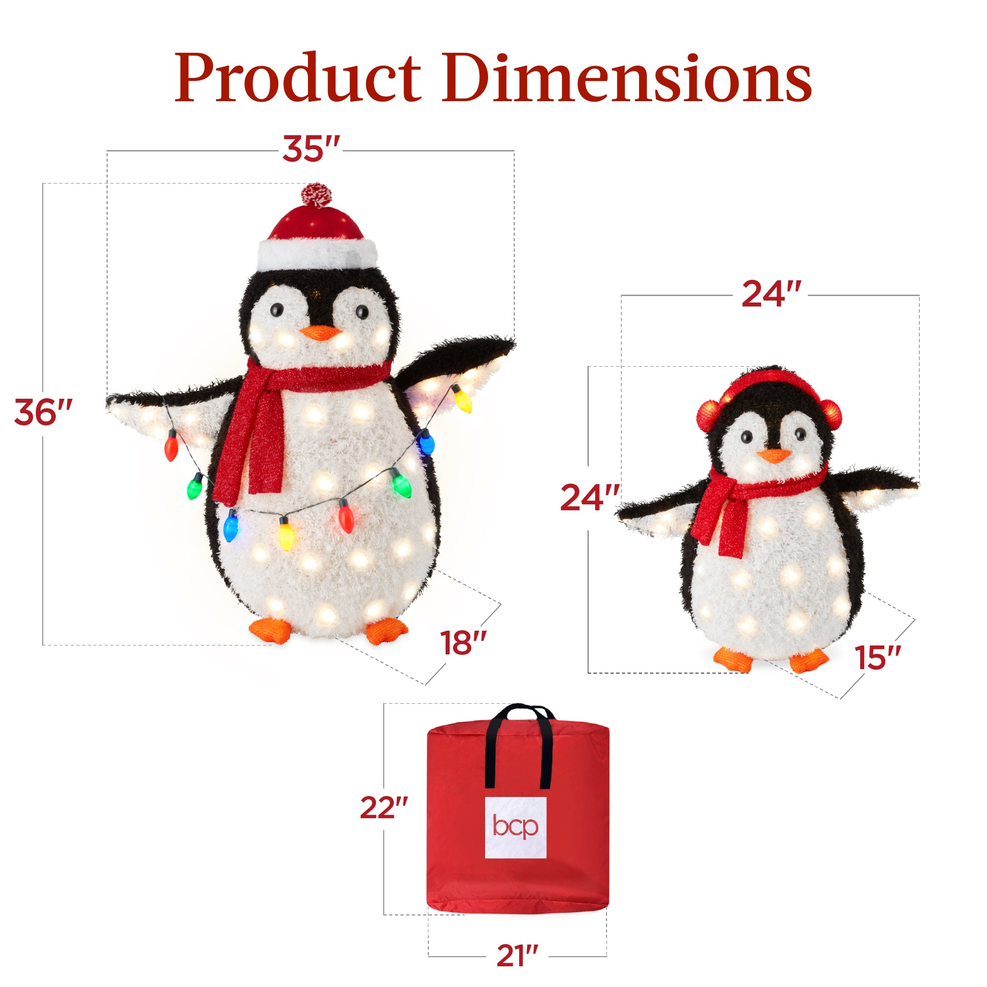 2pc Lighted Pop-Up Penguin Family Christmas Decoration - Thumbnail 4