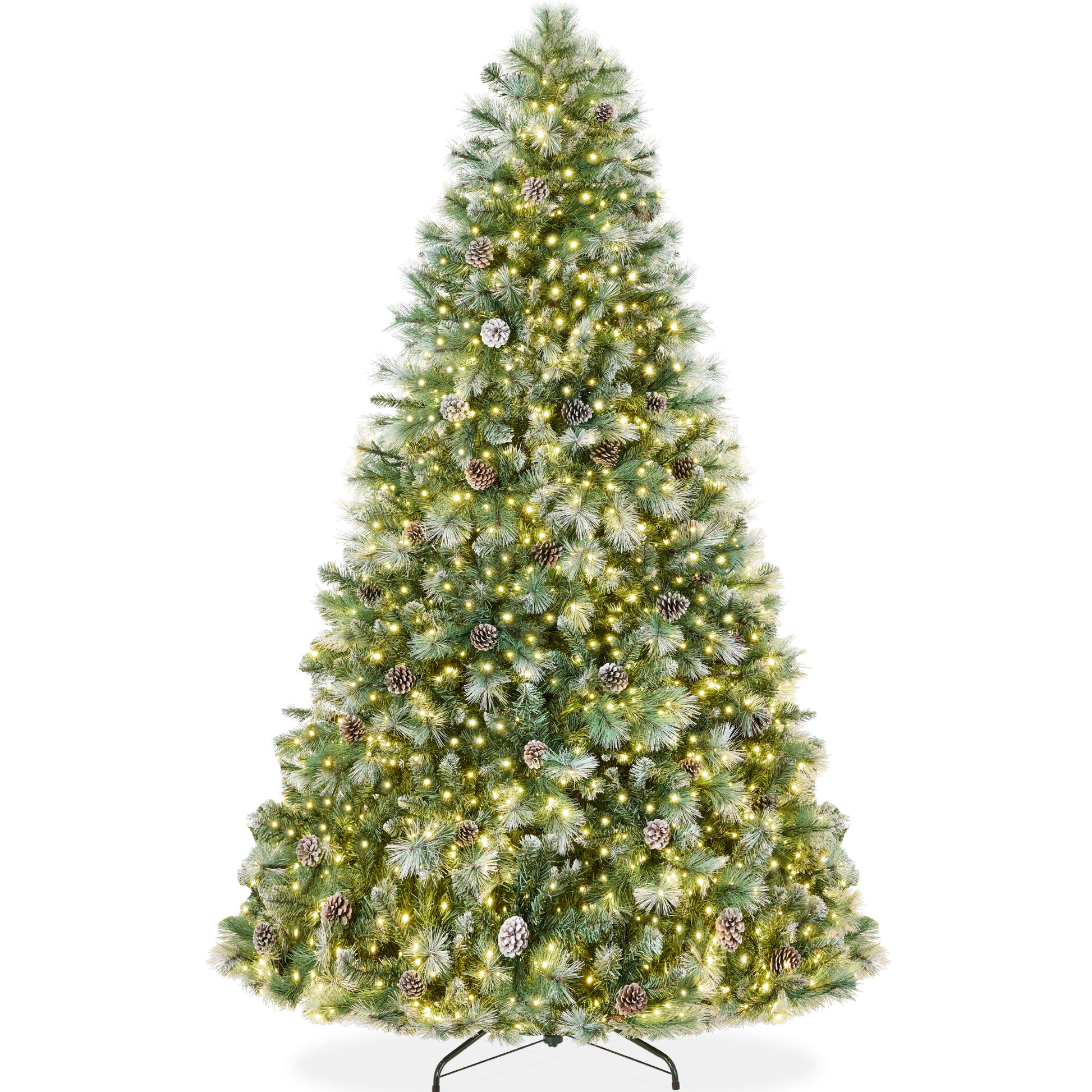 Pre-Lit Frosted Artificial Scotch Pine Christmas Tree w/ Metal Stand