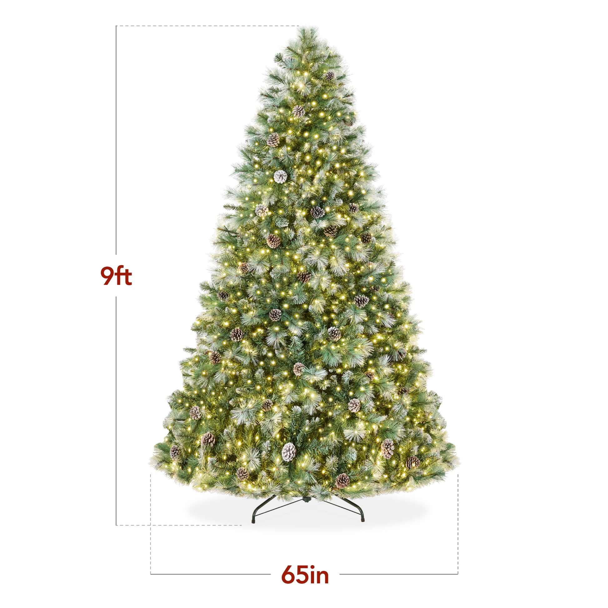 Pre-Lit Frosted Artificial Scotch Pine Christmas Tree w/ Metal Stand