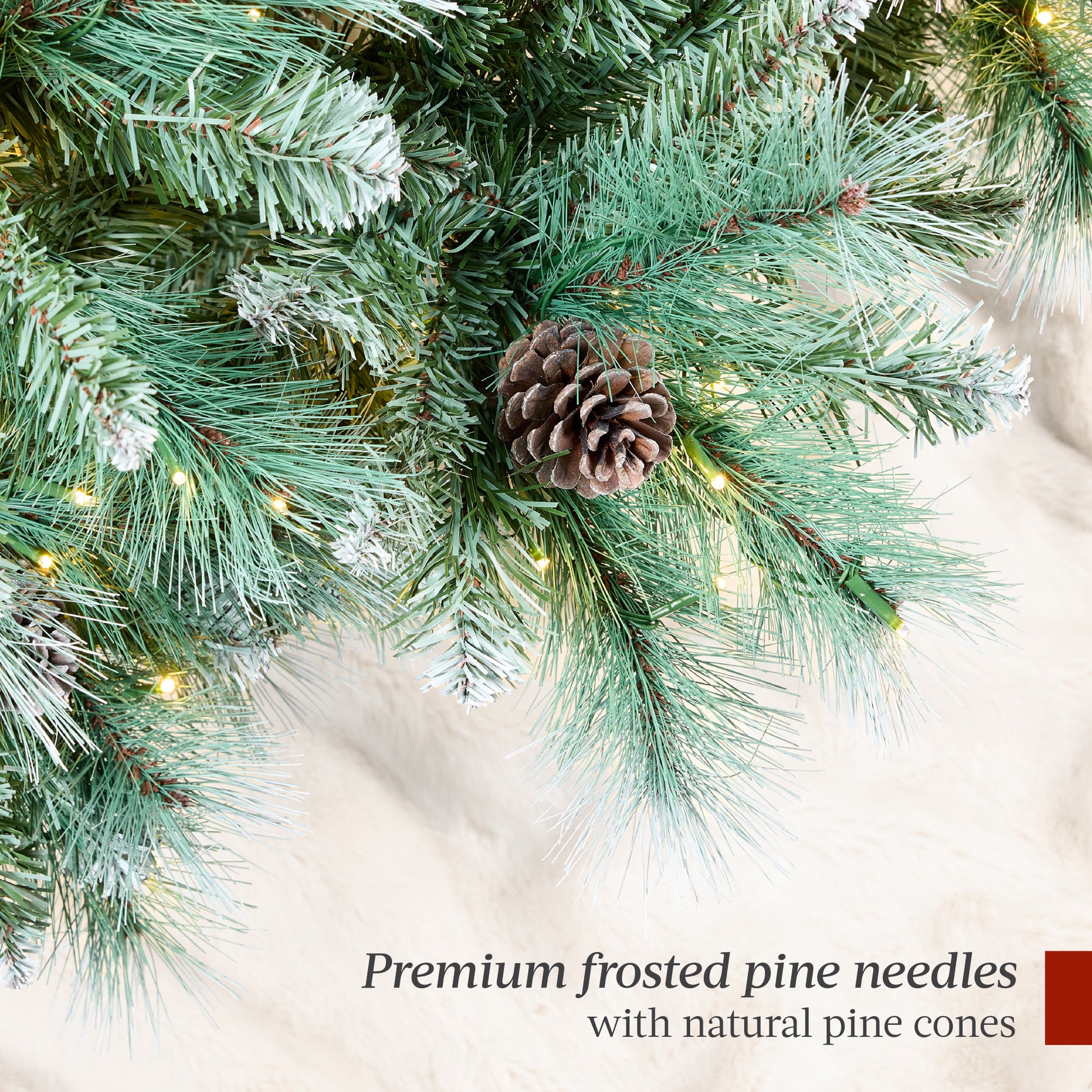 Pre-Lit Frosted Artificial Scotch Pine Christmas Tree w/ Metal Stand