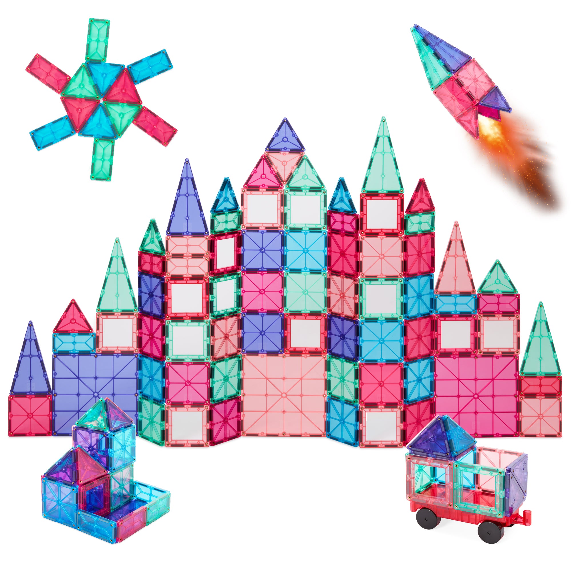 Best Choice Products 265-Piece Kids Colorful Magnetic Tiles Set 3D Construction Magnet Building Blocks Educational STEM Toy 送料無料 110-Piece Kids Magnetic Tiles STEM Construction Toy Building Block