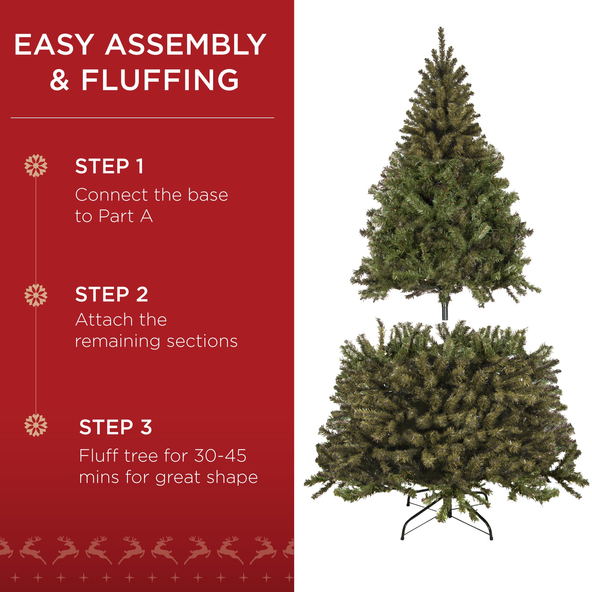 Unlit Artificial Green Spruce Christmas Tree, w/Easy Assembly