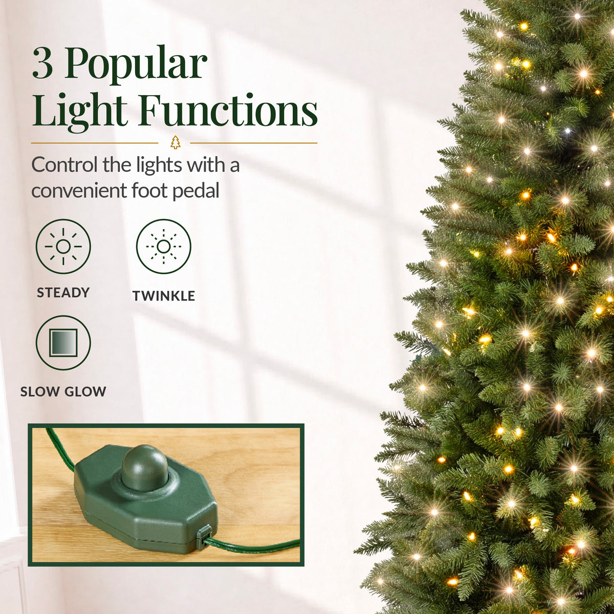 Artificial Pencil Christmas Tree with Viral Twinkling Lights, PreLit Spruce
