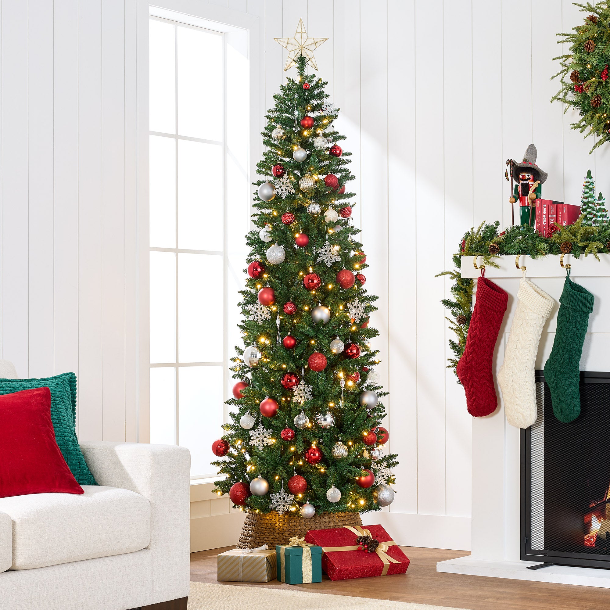 Prelit Spruce Pencil Christmas Tree w/ Incandescent Lights - Thumbnail 2