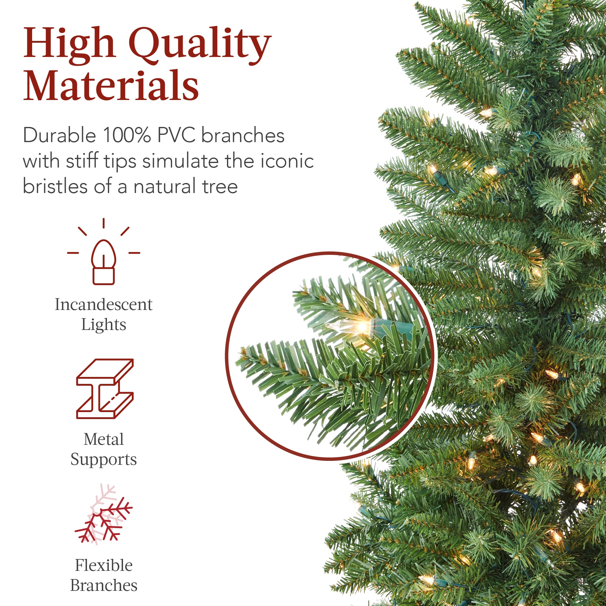 Prelit Spruce Pencil Christmas Tree w/ Incandescent Lights - Thumbnail 4