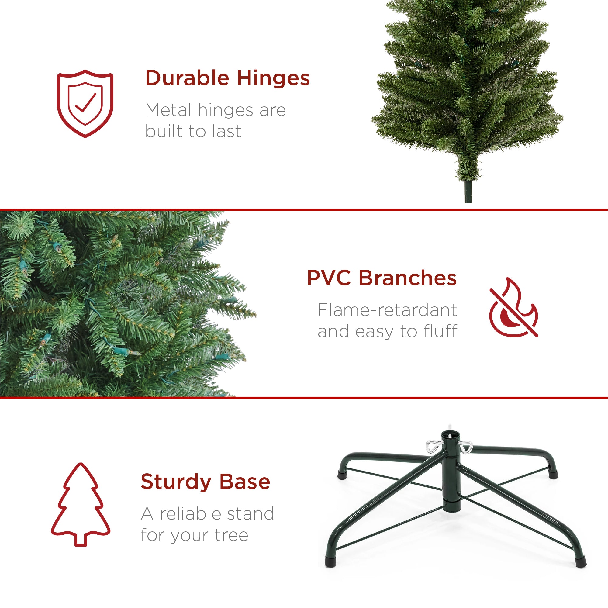 Prelit Spruce Pencil Christmas Tree w/ Incandescent Lights - Thumbnail 5