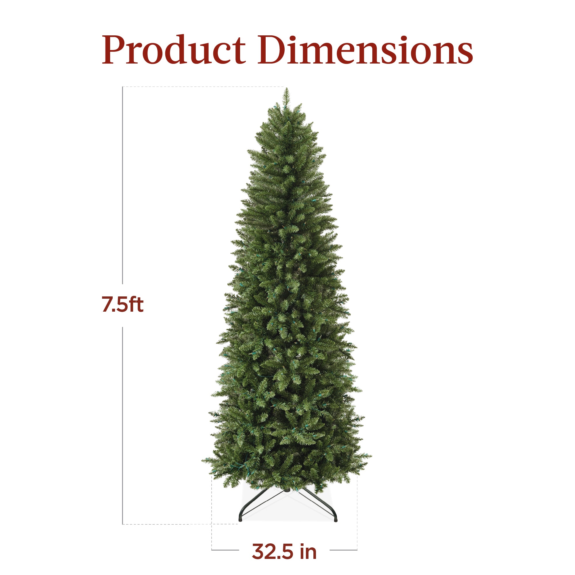 Prelit Spruce Pencil Christmas Tree w/ Incandescent Lights - Thumbnail 3