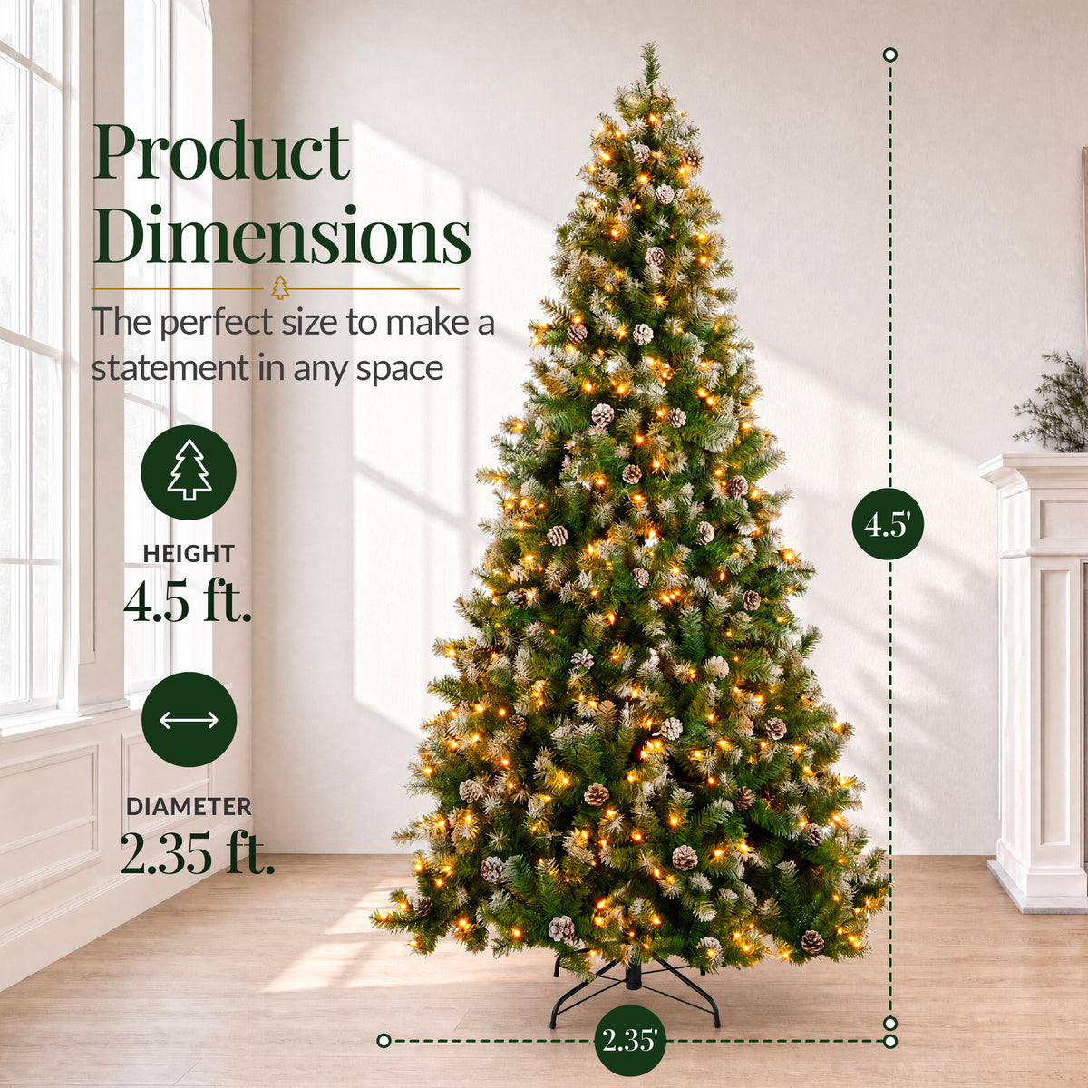 Artificial Christmas Tree with Viral Twinkling Lights, PreLit Frosted Pine