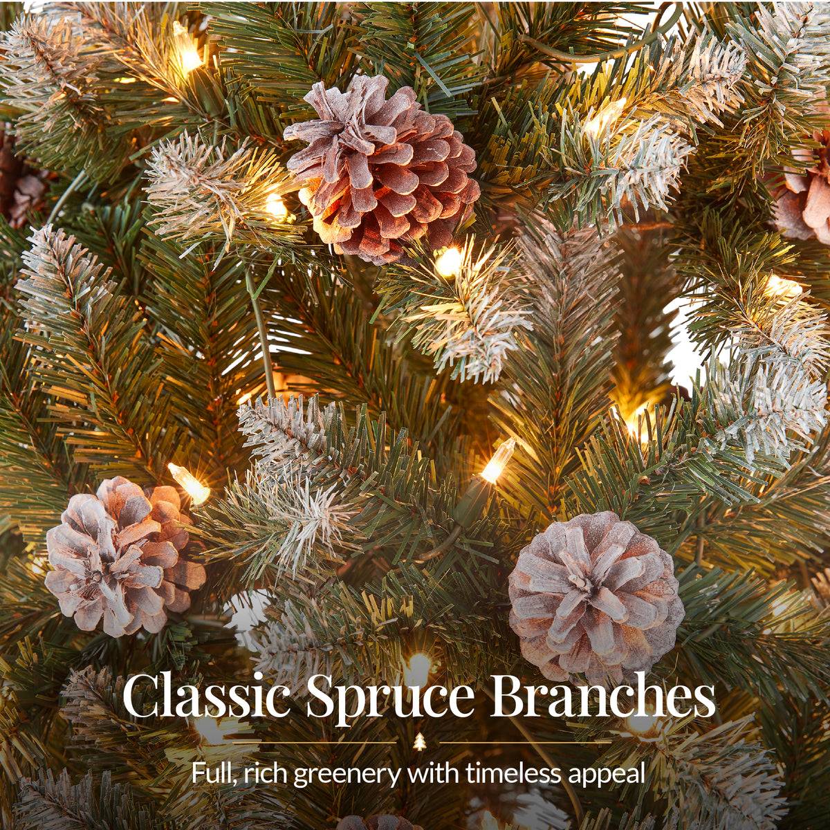 Artificial Christmas Tree with Viral Twinkling Lights, PreLit Frosted Pine