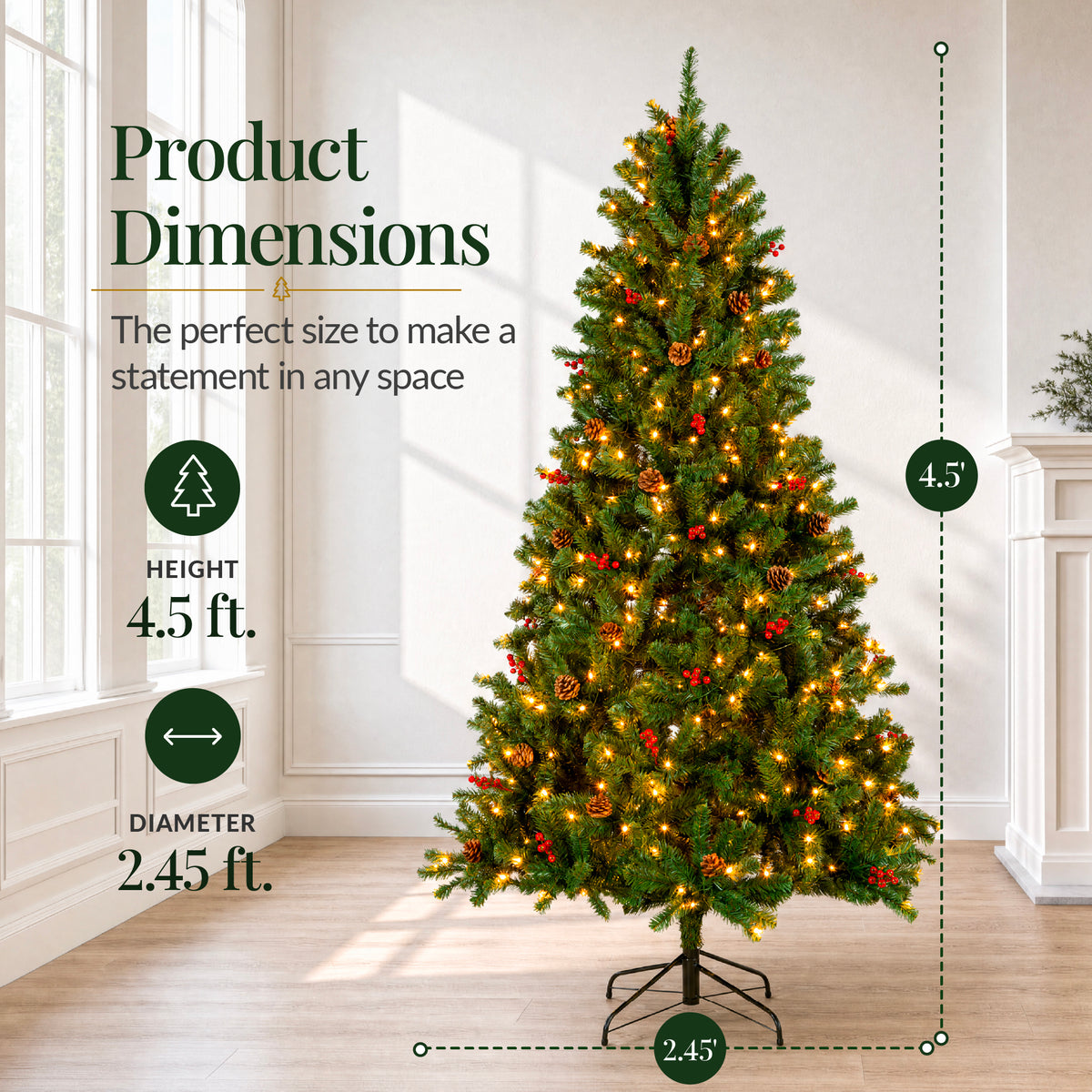 Pre-Lit Pre-Decorated Artificial Christmas Tree Spruce w/Twinkling LEDs
