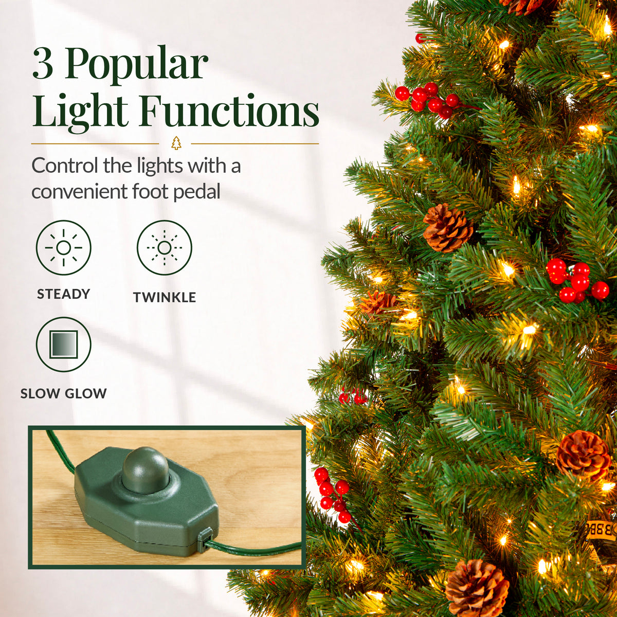 Pre-Lit Pre-Decorated Artificial Christmas Tree Spruce w/Twinkling LEDs