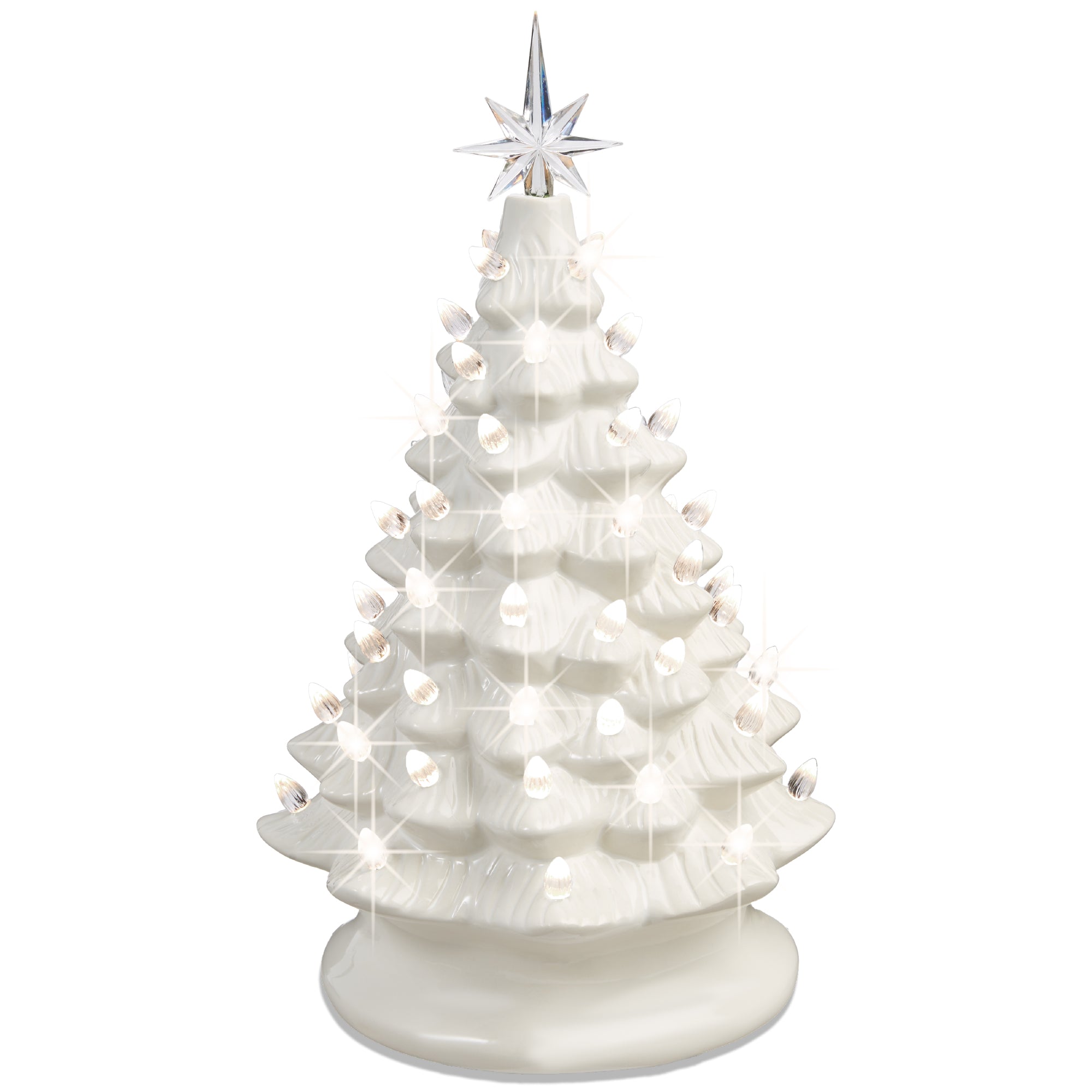Ceramic Christmas Tree, Pre-lit Tabletop Holiday Tree