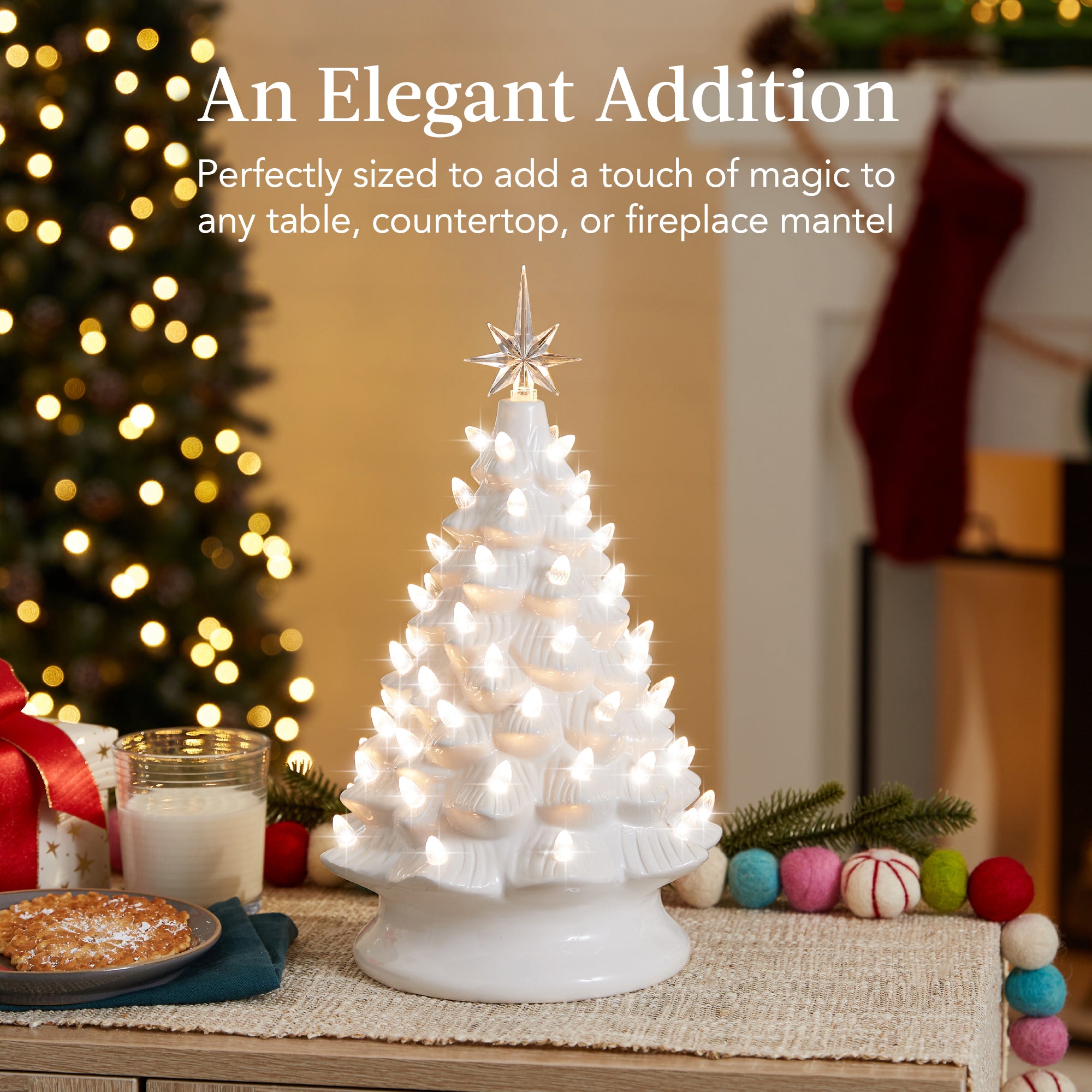  Best Choice Products Set of 3 Ceramic Christmas Trees, Pre-Lit  Hand-Painted Tabletop Holiday Decoration w/Warm White Decorative Bulbs,  Battery-Operated LED Lights – White : Home & Kitchen