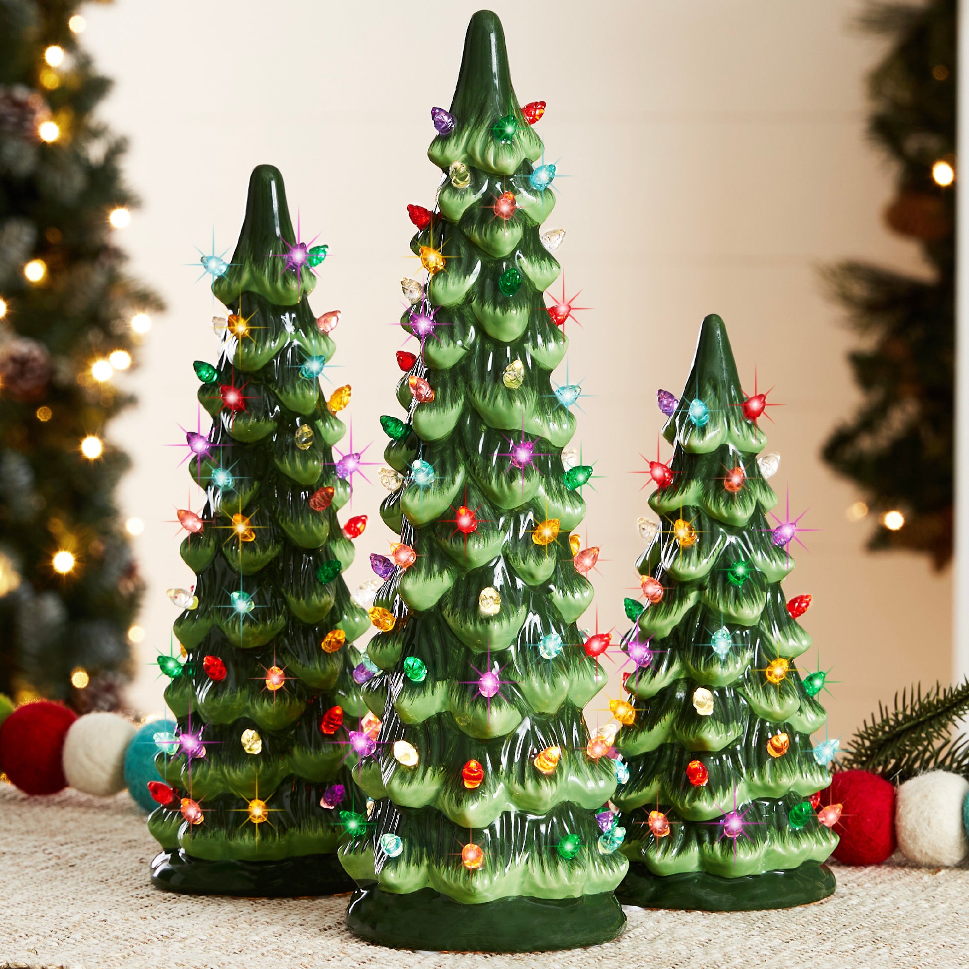 Set of 3 Pre-Lit Ceramic Tabletop Christmas Trees Best Choice Products Set of 3 Pre-Lit Ceramic Tabletop Christmas Trees Best Choice Products