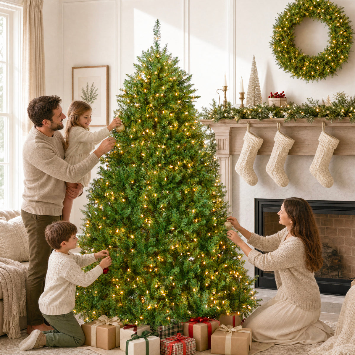 Artificial Christmas Tree Pre-lit w/ Viral Twinkling Lights Douglas Fir