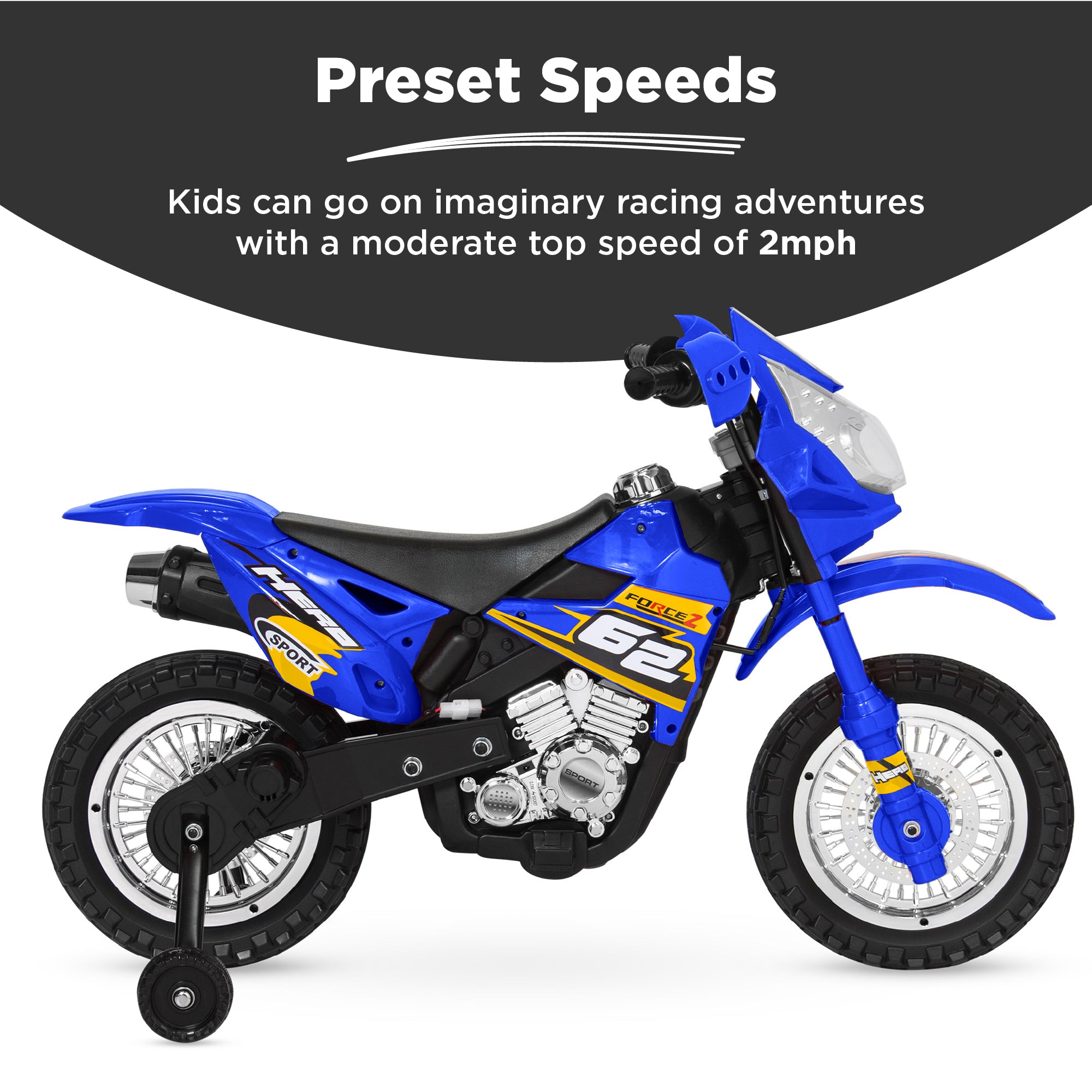 6V Kids Electric Ride-On Motorcycle Toy w/ Training Wheels, Lights