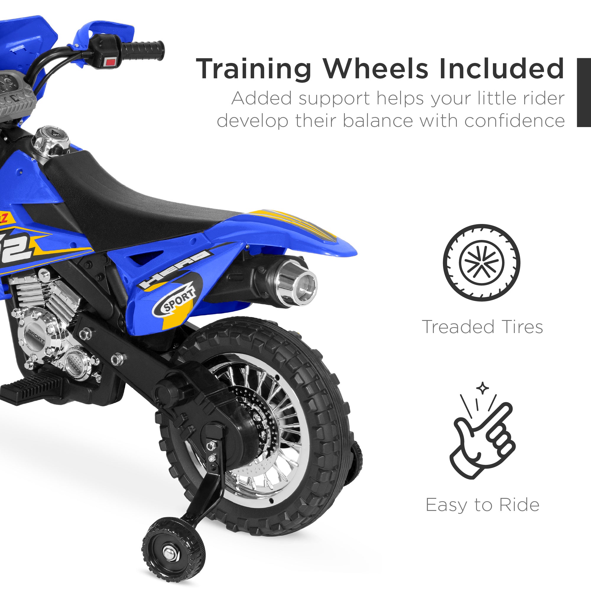 6V Kids Electric Ride-On Motorcycle Toy w/ Training Wheels, Lights