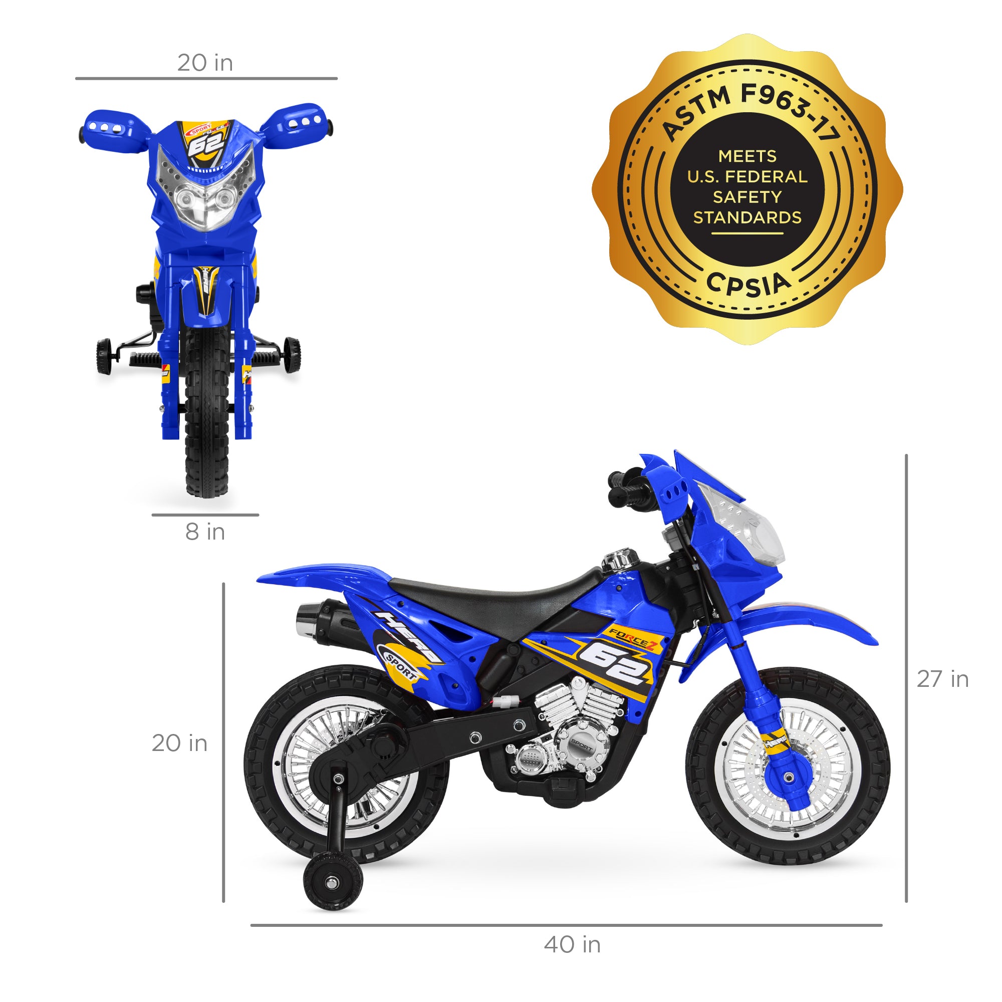 おもちゃ will 6V Kids Electric Ride-On Motorcycle Toy w/ Training Wheels, Lights