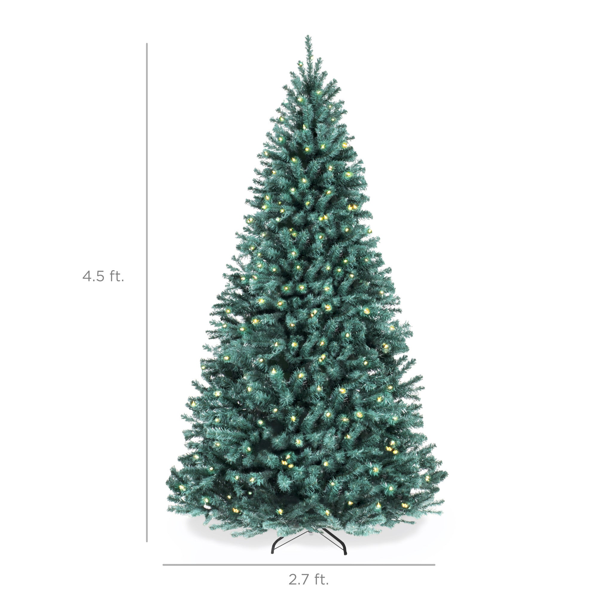 Pre-Lit Blue Spruce Christmas Tree w/ Foldable Base, Incandescent Lights