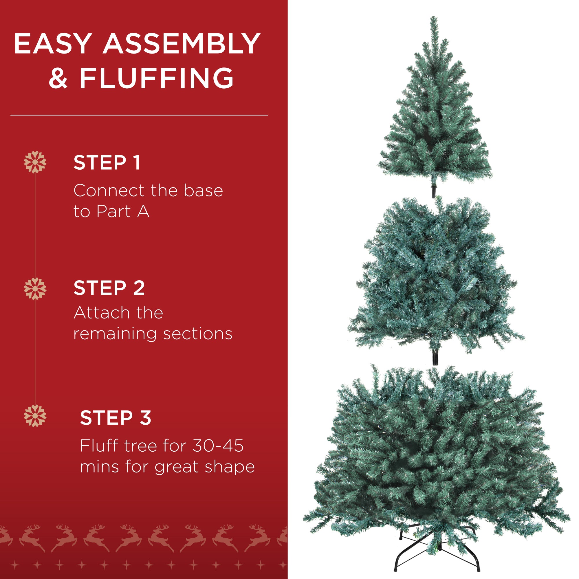 Pre-Lit Blue Spruce Christmas Tree w/ Foldable Base, Incandescent Lights