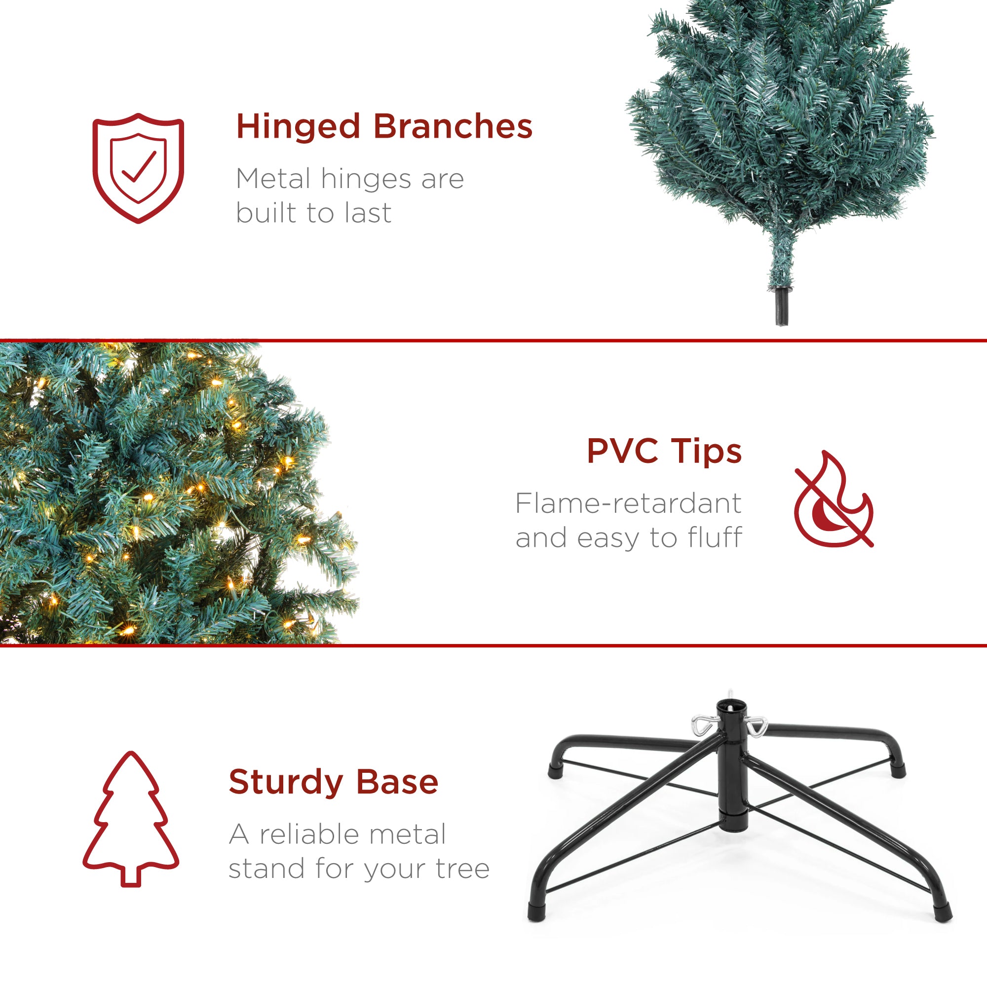 Pre-Lit Blue Spruce Christmas Tree w/ Foldable Base, Incandescent Lights