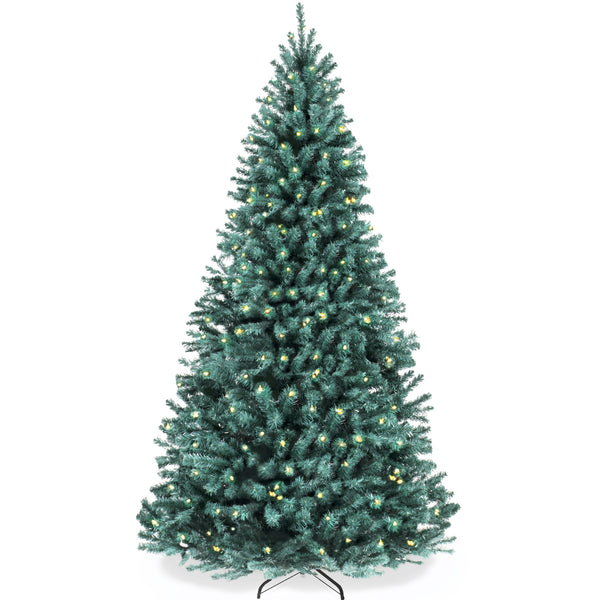 ブルーツリー Pre-Lit Blue Spruce Christmas Tree w/ Foldable Base, Incandescent