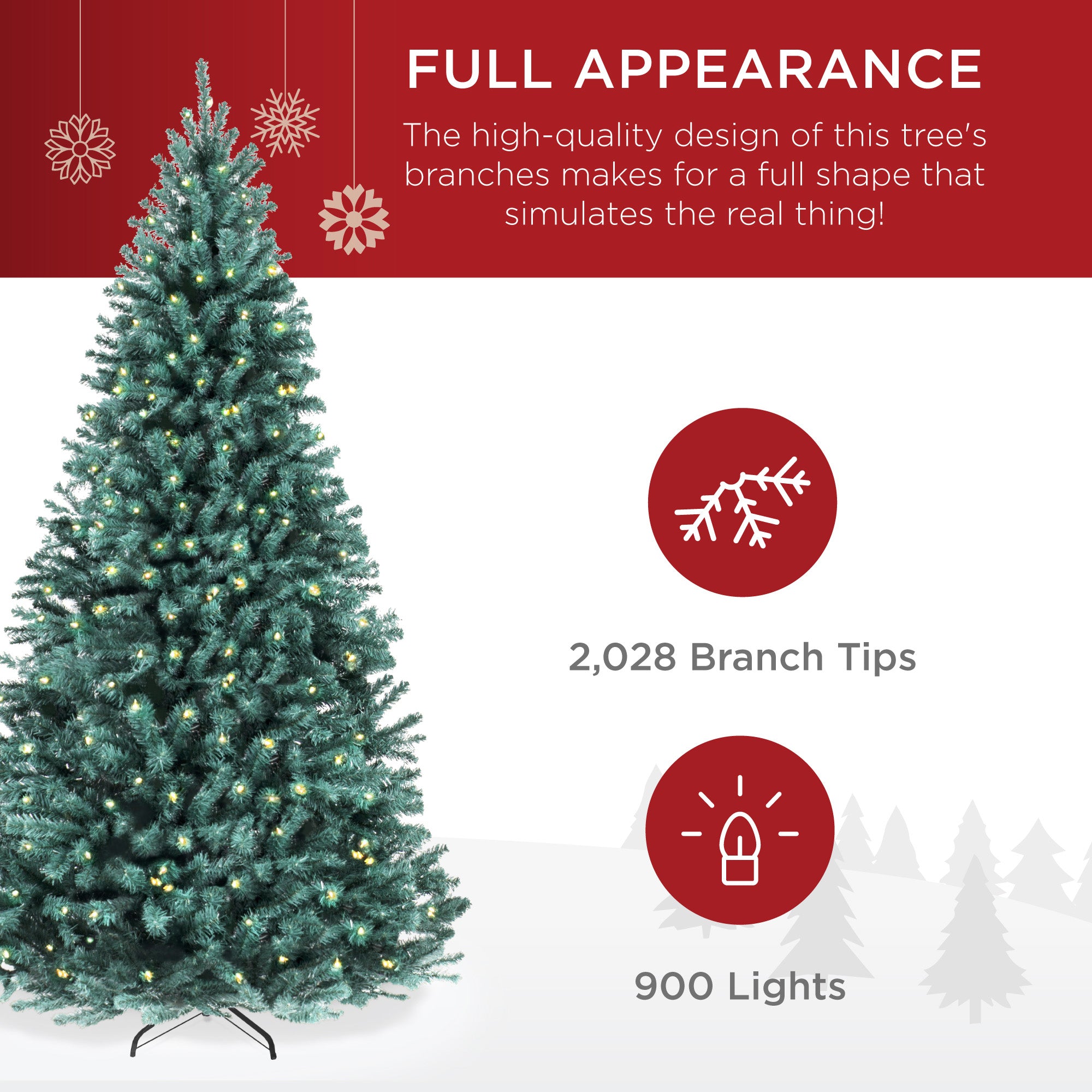 Pre-Lit Blue Spruce Christmas Tree w/ Foldable Base, Incandescent Lights