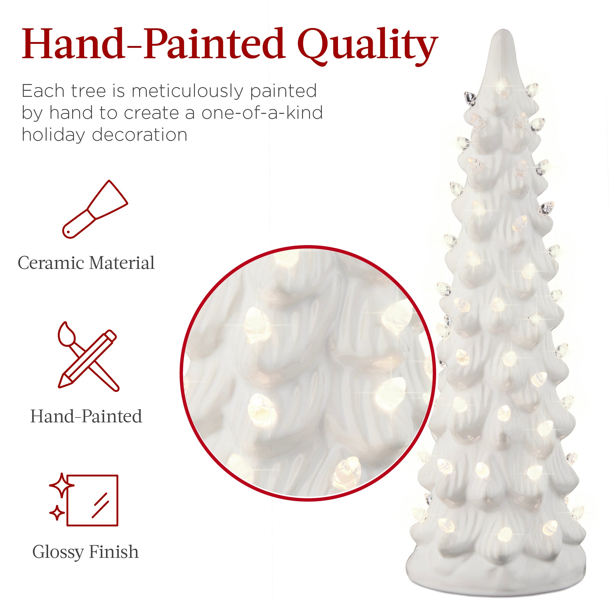 Set of 3 Pre-Lit Ceramic Tabletop Christmas Trees