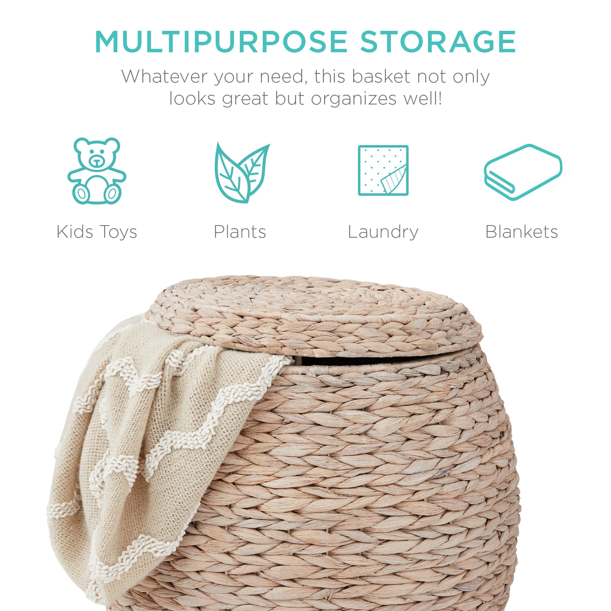 Multipurpose Hyacinth Storage Tote Basket