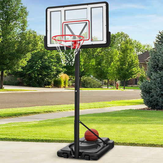 Adjustable Regulation-Size Basketball Hoop w/ Fillable Base, 2 Wheels