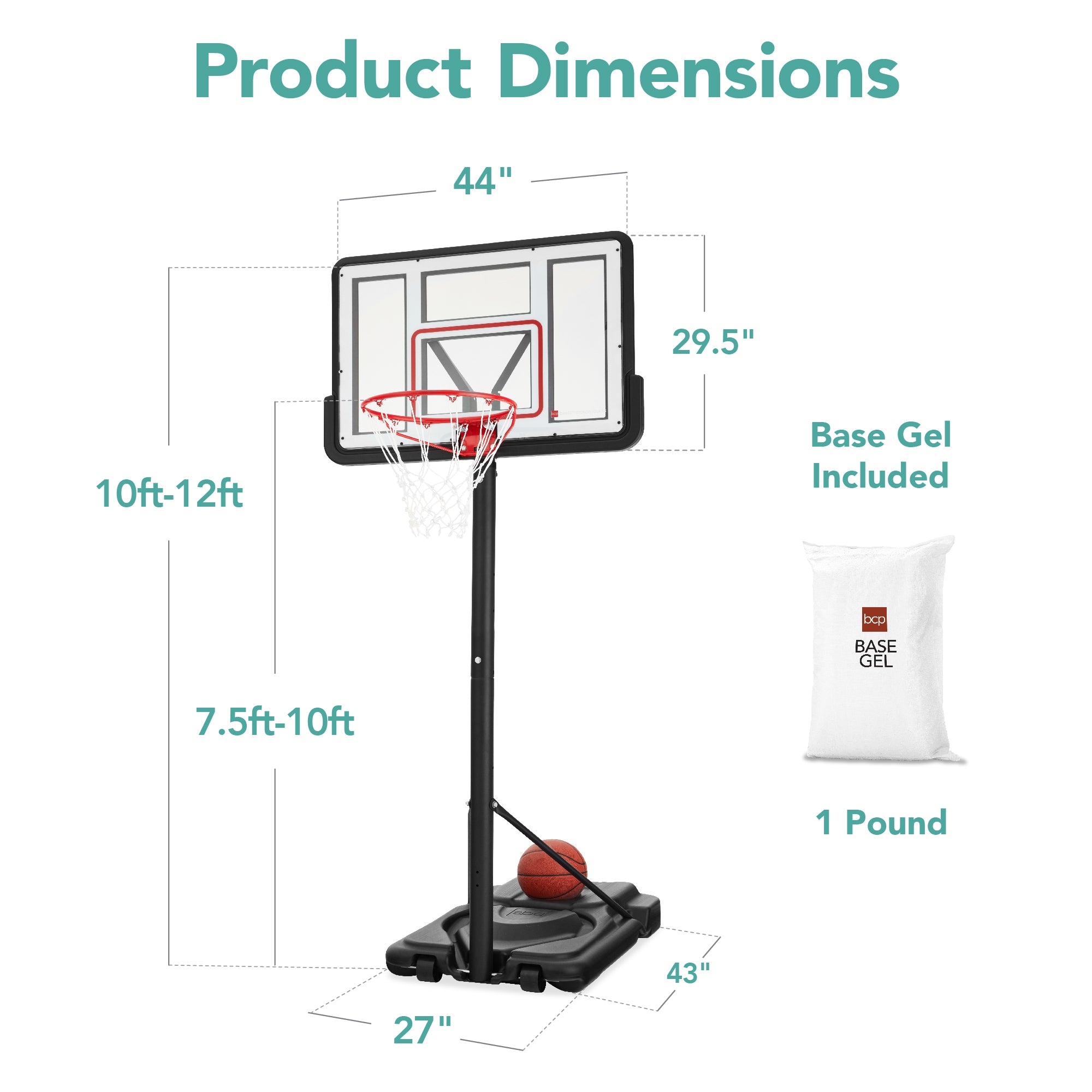 Adjustable Regulation-Size Basketball Hoop w/ Fillable Base, 2 Wheels –  Best Choice Products