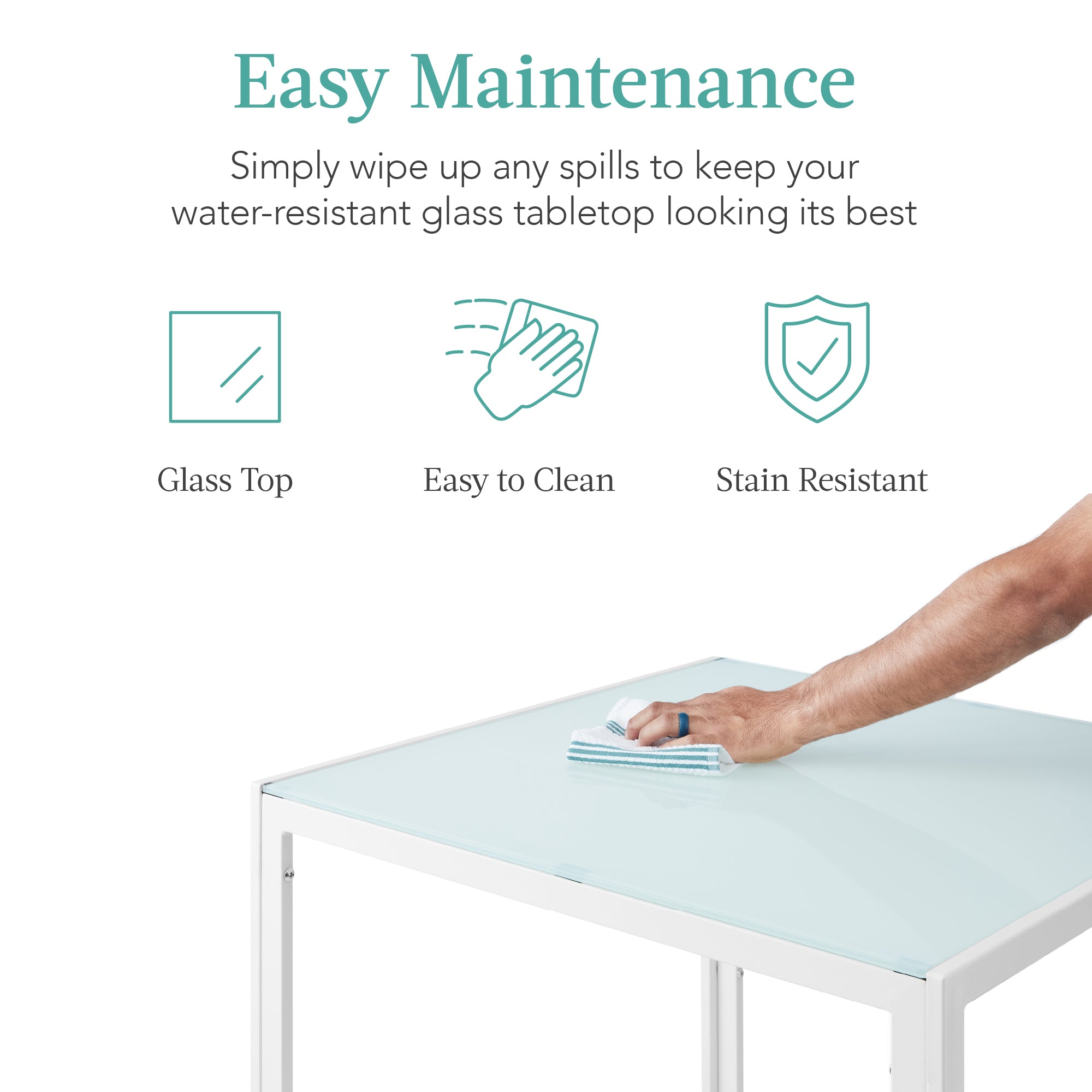 3-Piece Dining Table Set w/ Glass Top, Leather Chairs