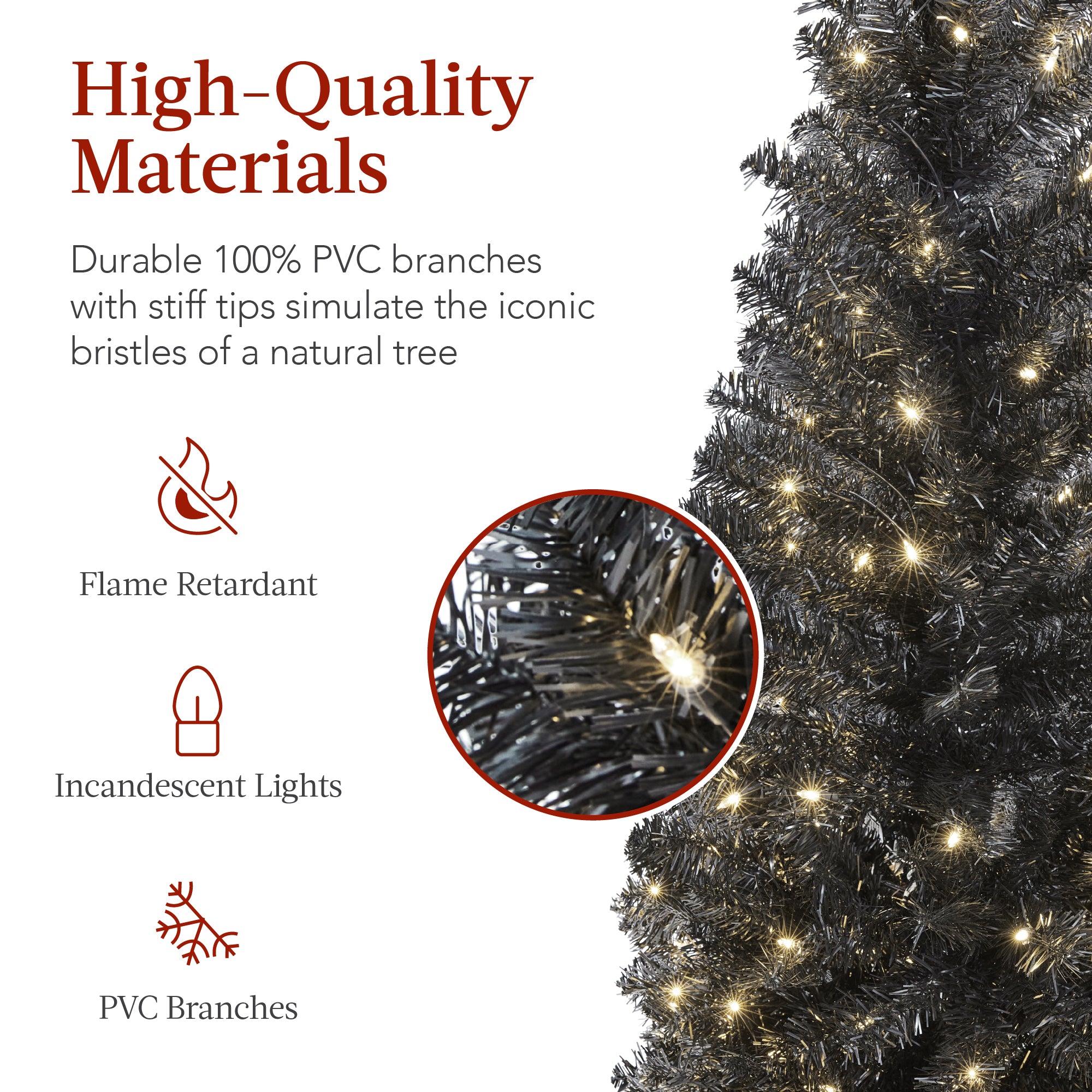 Best Choice Products 6ft Artificial Full Christmas Tree Holiday Decoration w/ 1,477 Branch Tips, Stand - Black