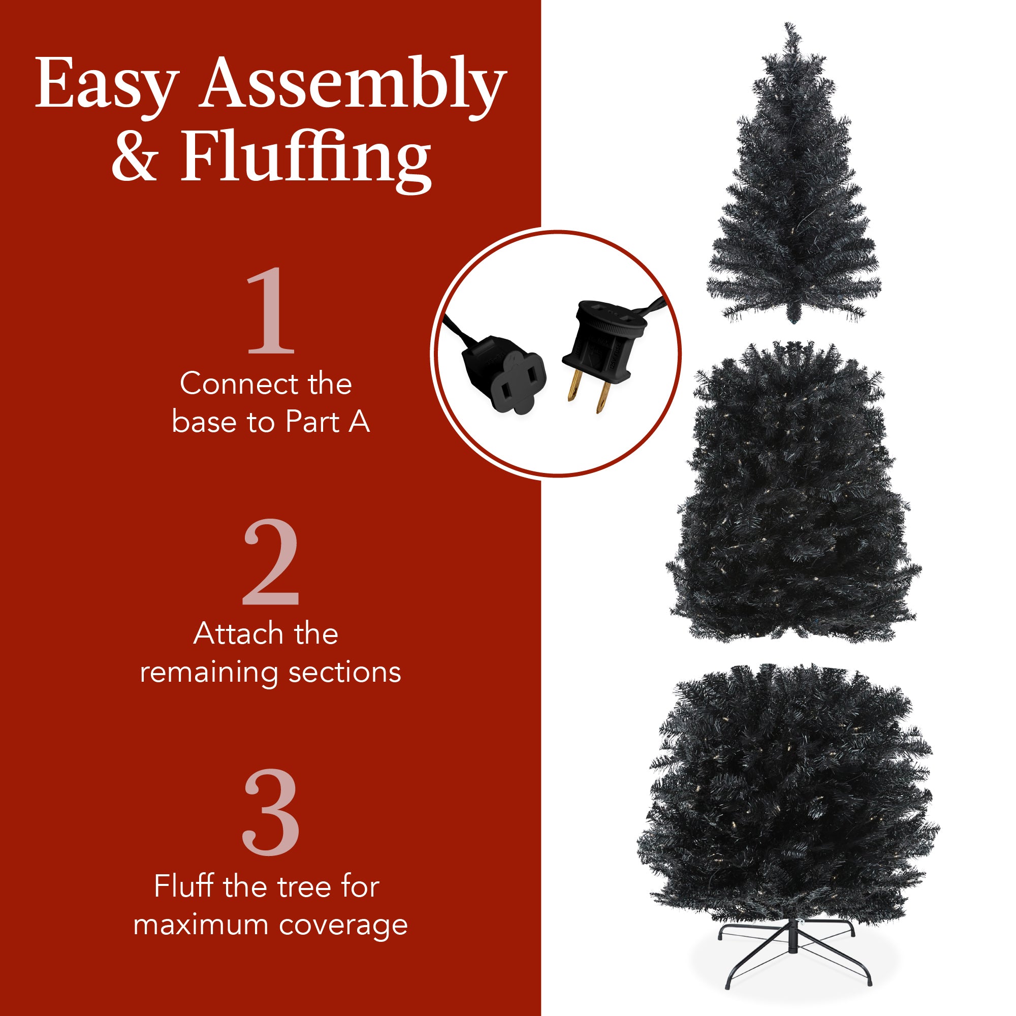 Best Choice Products 6ft Artificial Full Christmas Tree Holiday Decoration w/ 1,477 Branch Tips, Stand - Black