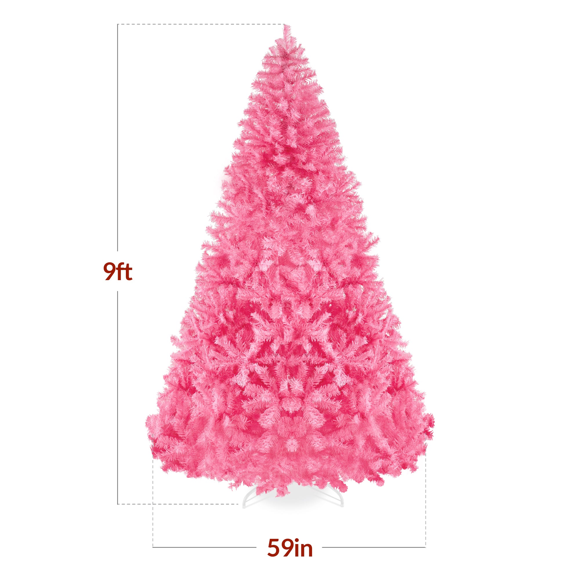 Artificial Pink Christmas Tree, Unlit Pine Design w/Easy Assembly
