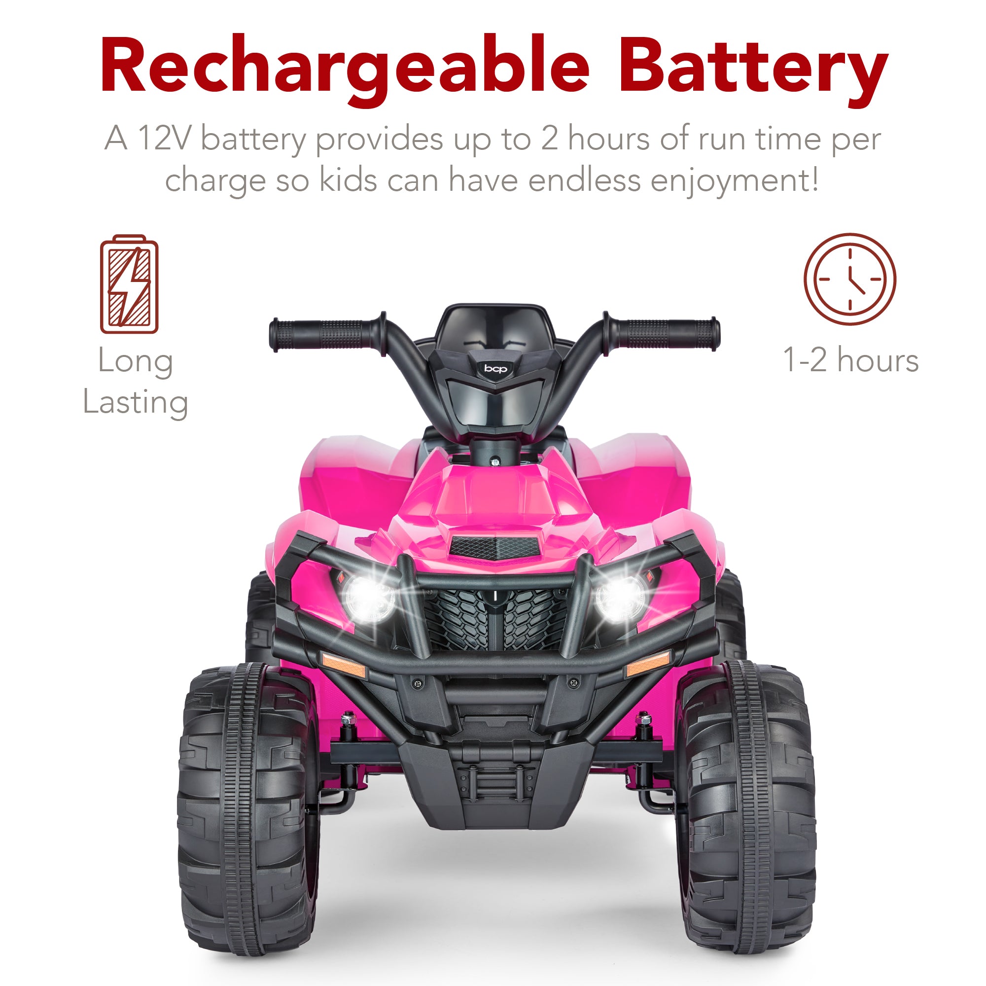 4KAAD（フォーカード）　スノーイーグル　ピンク 12V Kids Ride-On 4-Wheeler Quad ATV Car w/ 2.4mph Max, Bluetooth