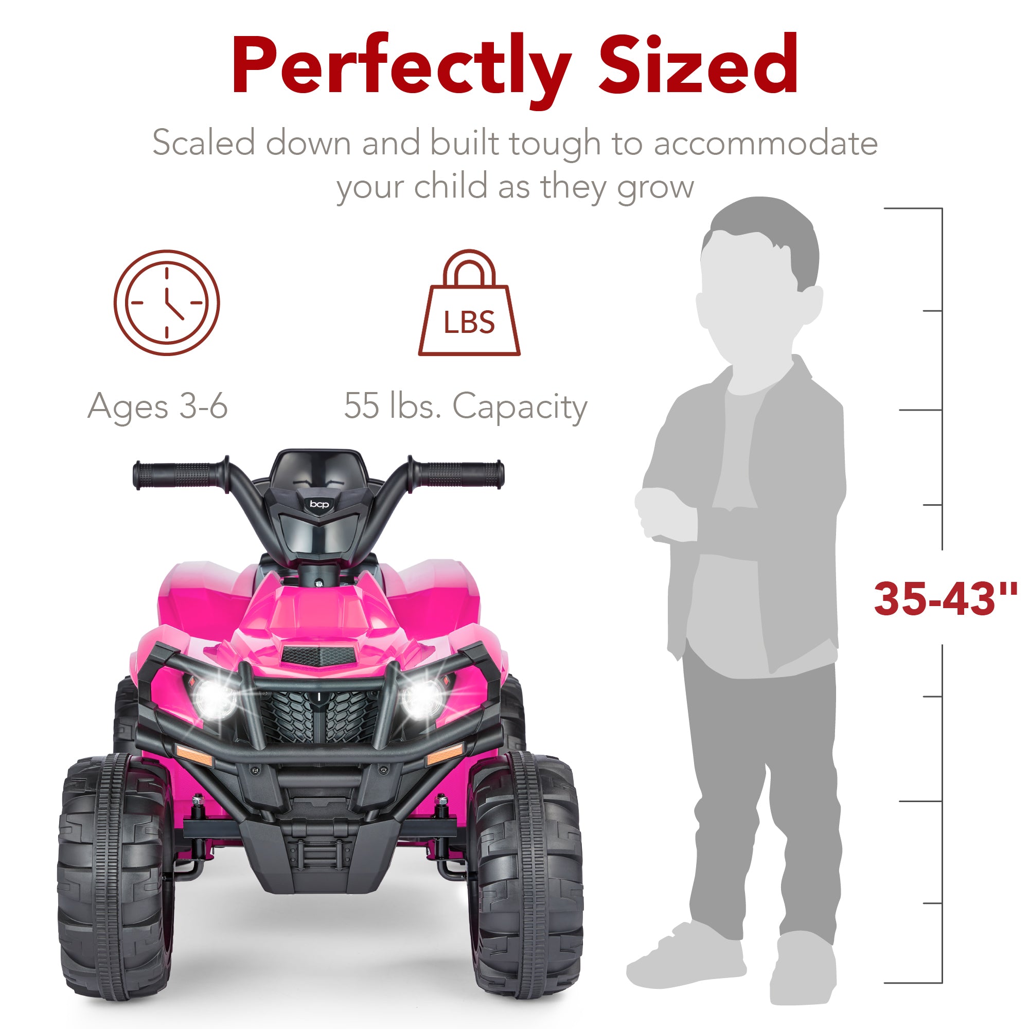 12V Kids Ride-On 4-Wheeler Quad ATV Car w/ 2.4mph Max, Bluetooth