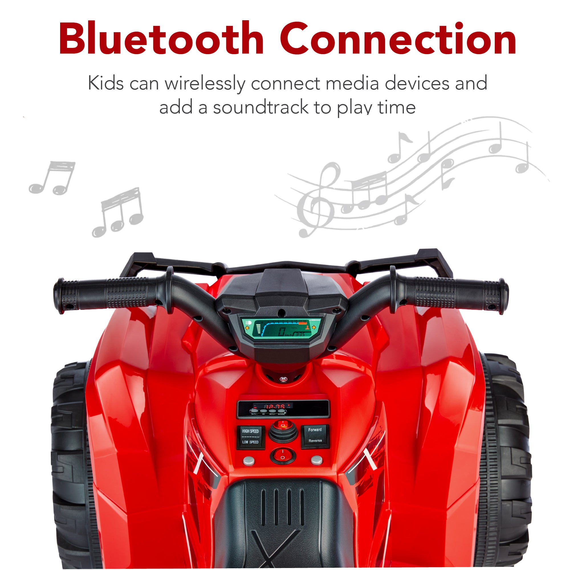 12V Kids Ride-On 4-Wheeler Quad ATV Car w/ 2.4mph Max, Bluetooth