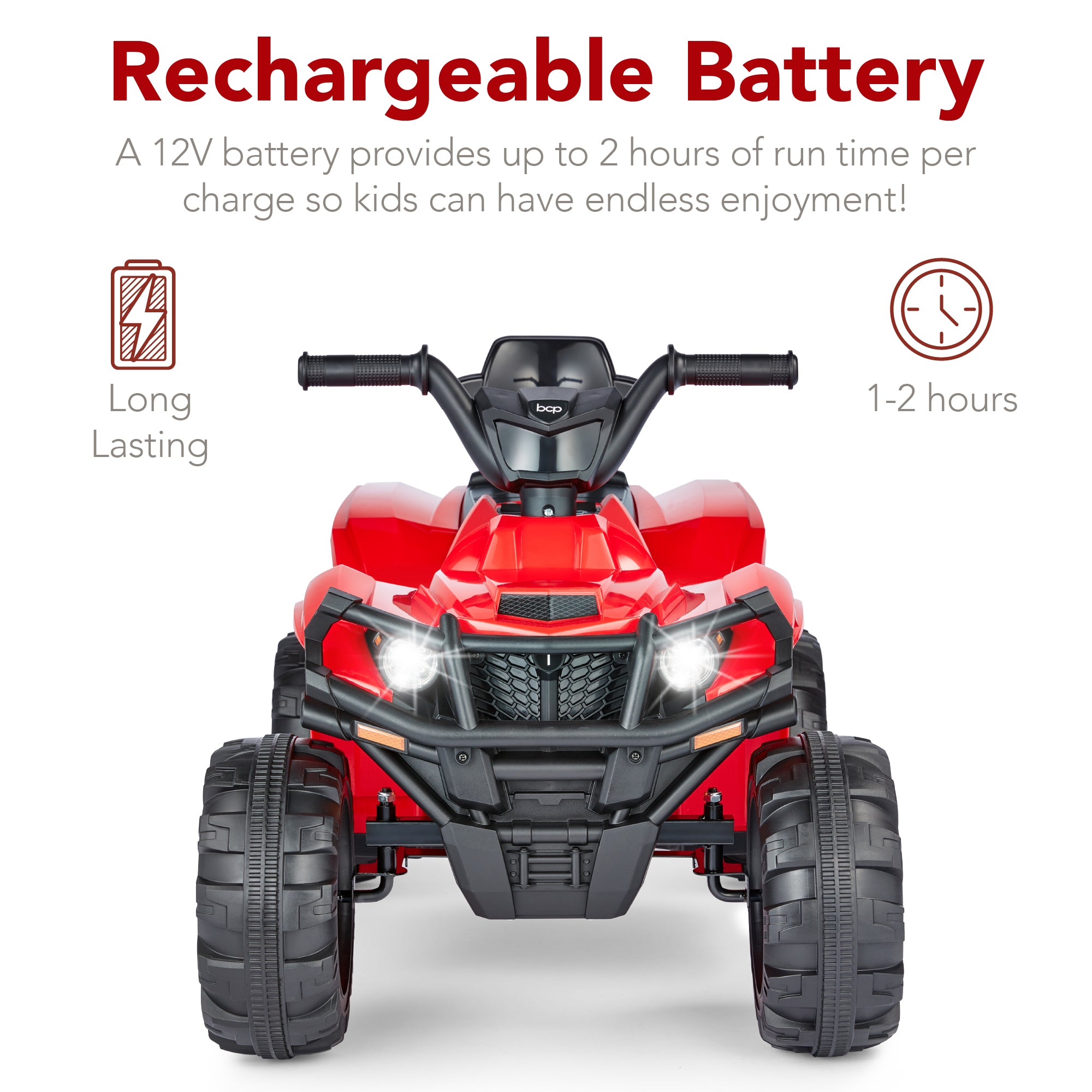 12V Kids Ride-On 4-Wheeler Quad ATV Car w/ 2.4mph Max, Bluetooth