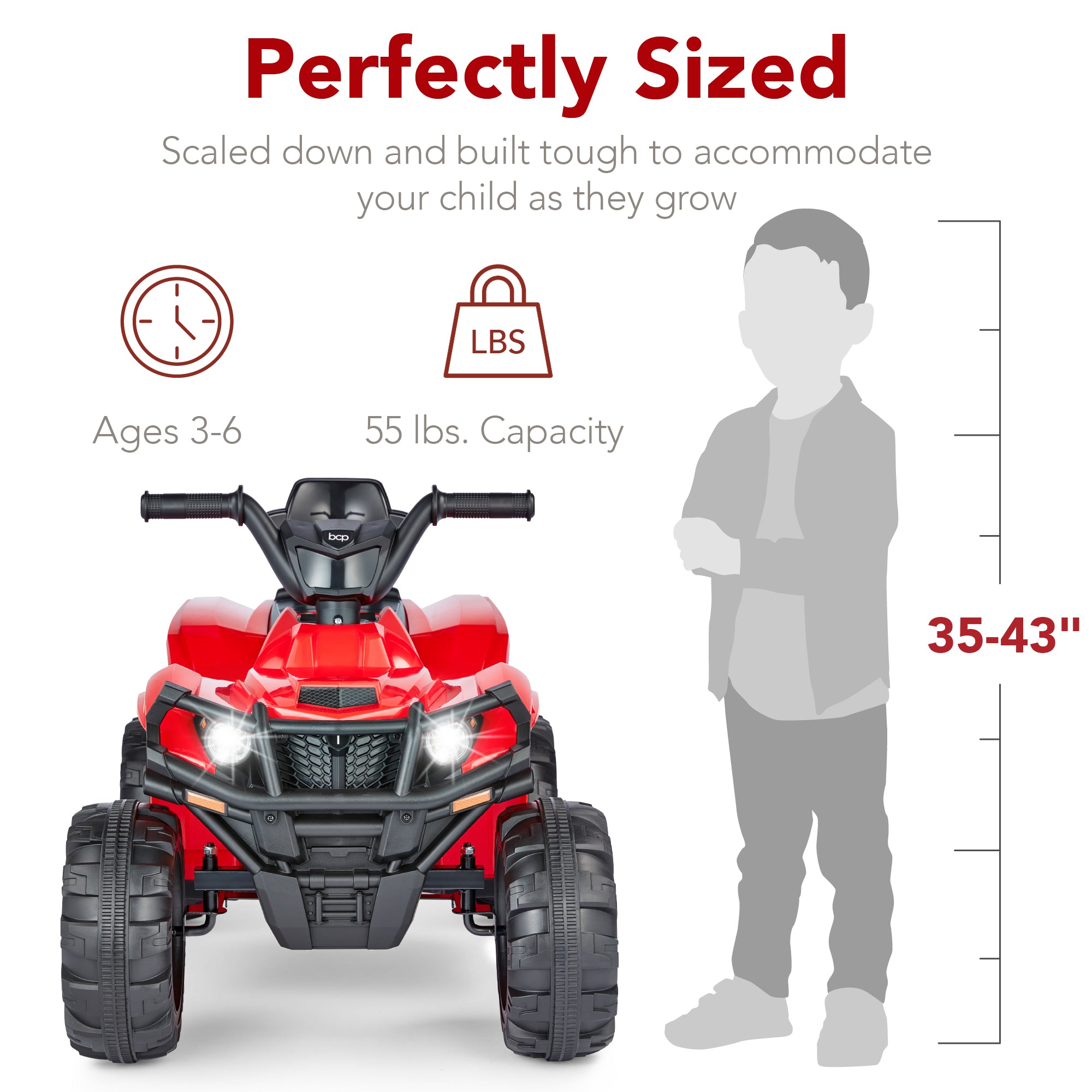 12V Kids Ride-On 4-Wheeler Quad ATV Car w/ 2.4mph Max, Bluetooth