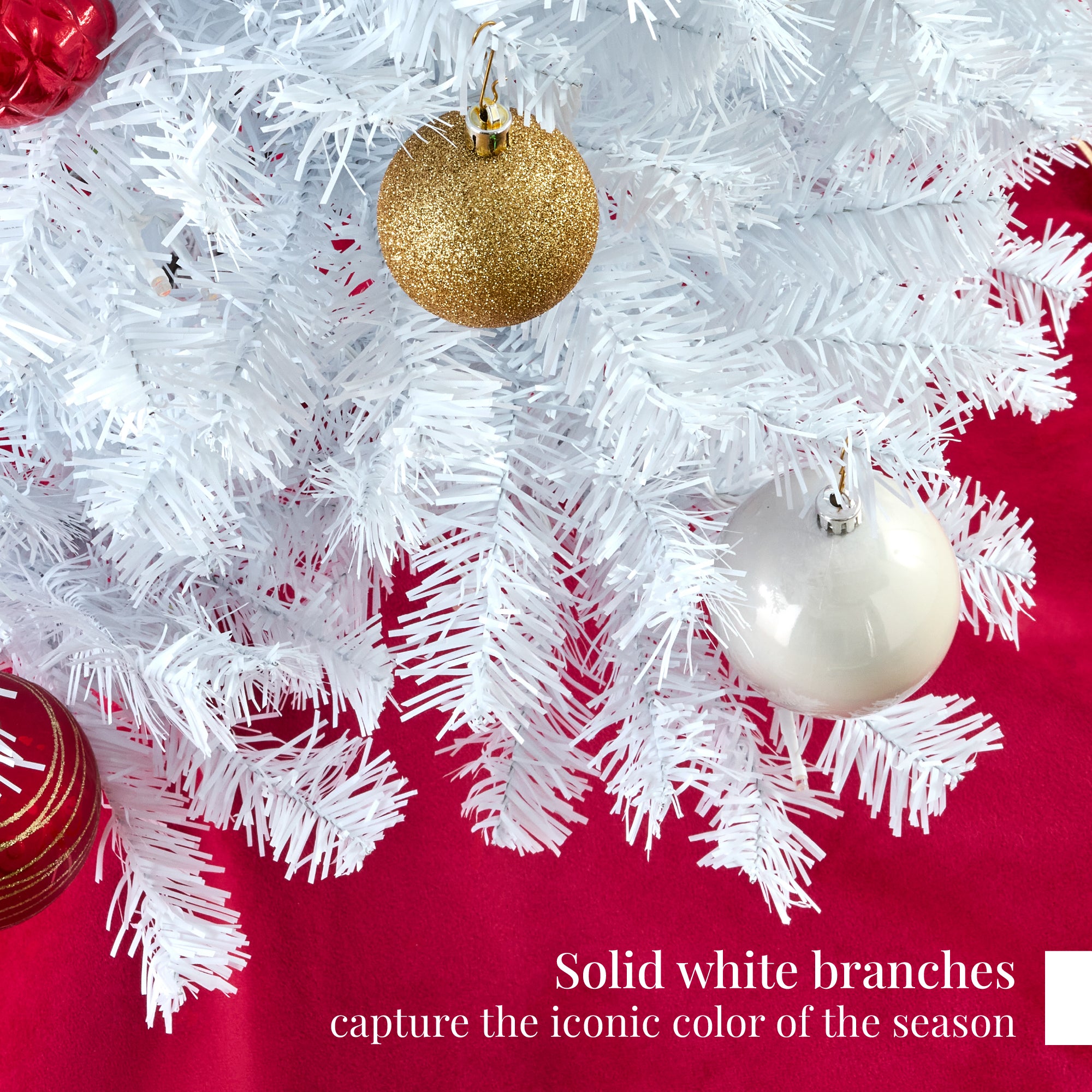 Artificial White Christmas Tree, Unlit Pine Design w/Easy Assembly