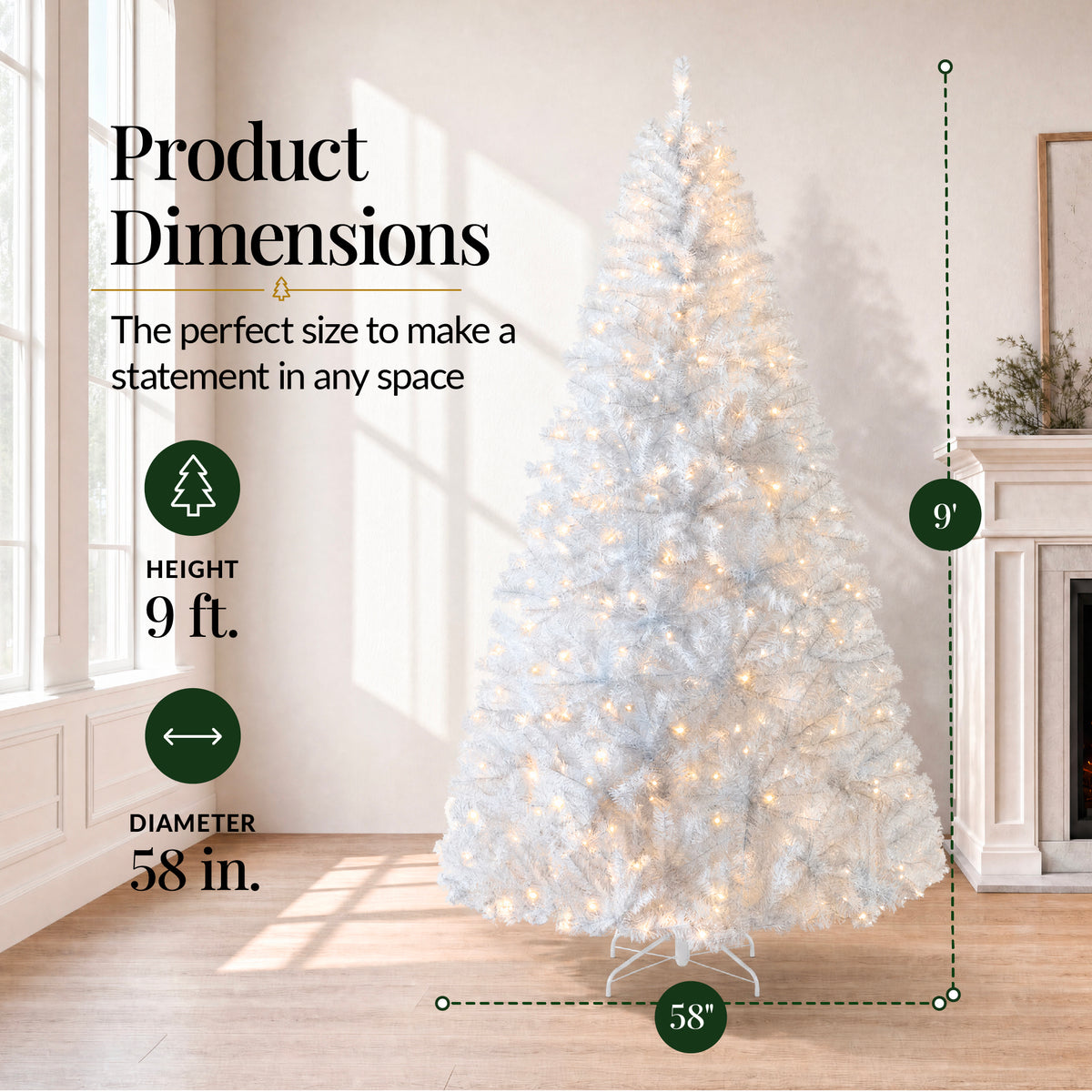White Artificial Christmas Tree with Viral Twinkling Lights, Pre-Lit Pine