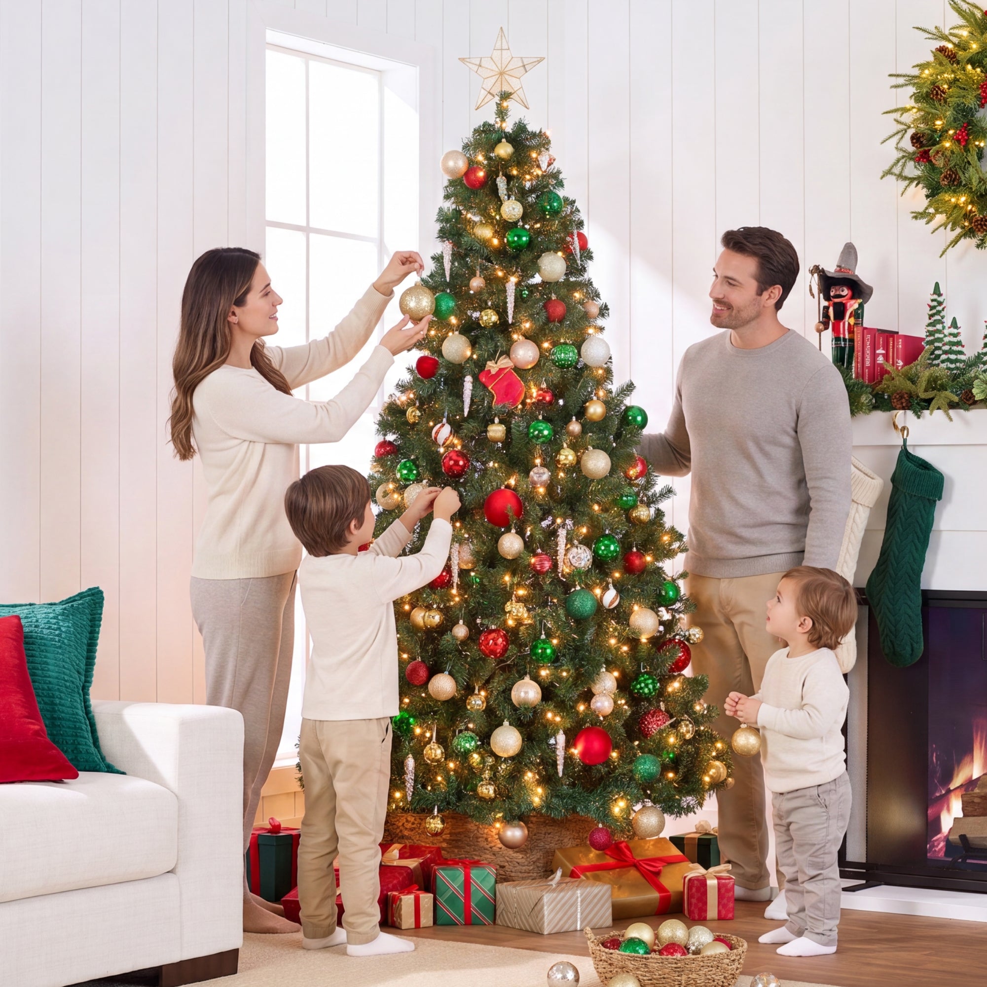 Artificial Christmas Tree with Viral Twinkling Lights, PreLit Spruce