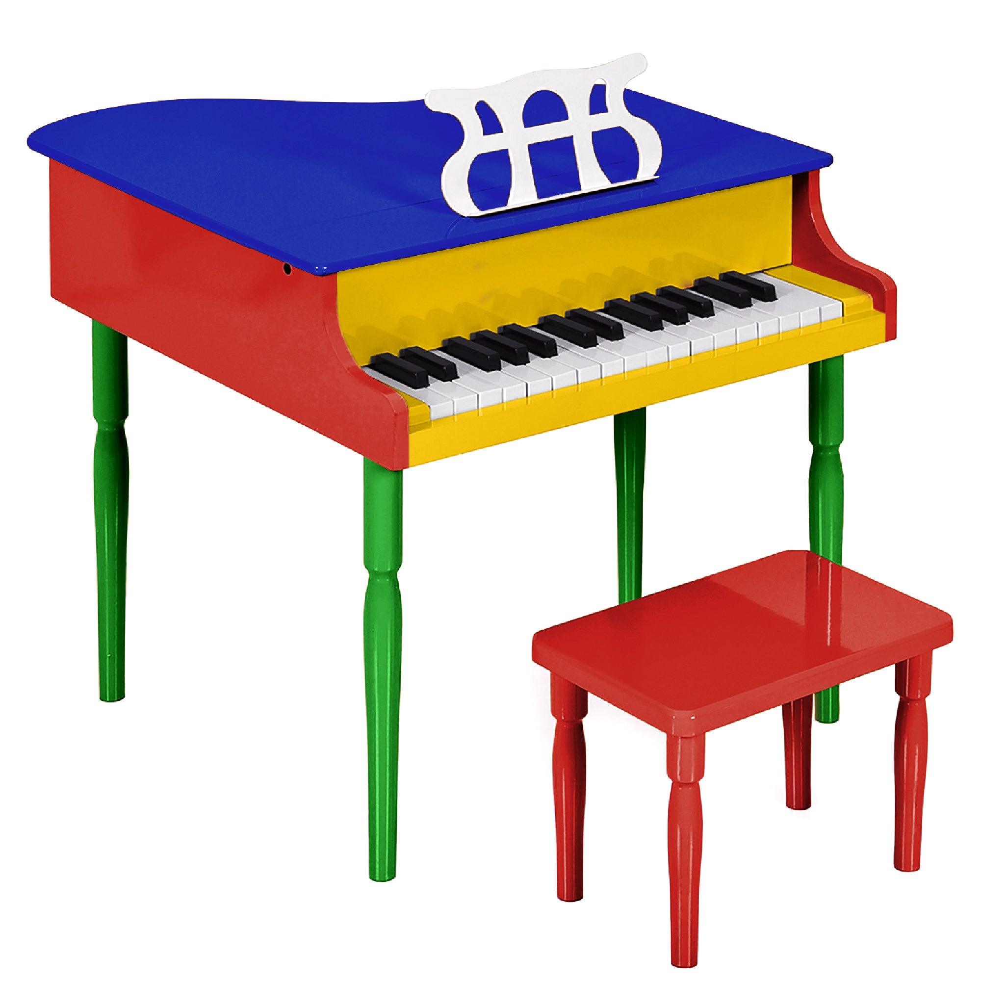 Kids Mini Wooden Grand Piano w/ Lid, Bench, Music Rack, Song Book, Sti ...