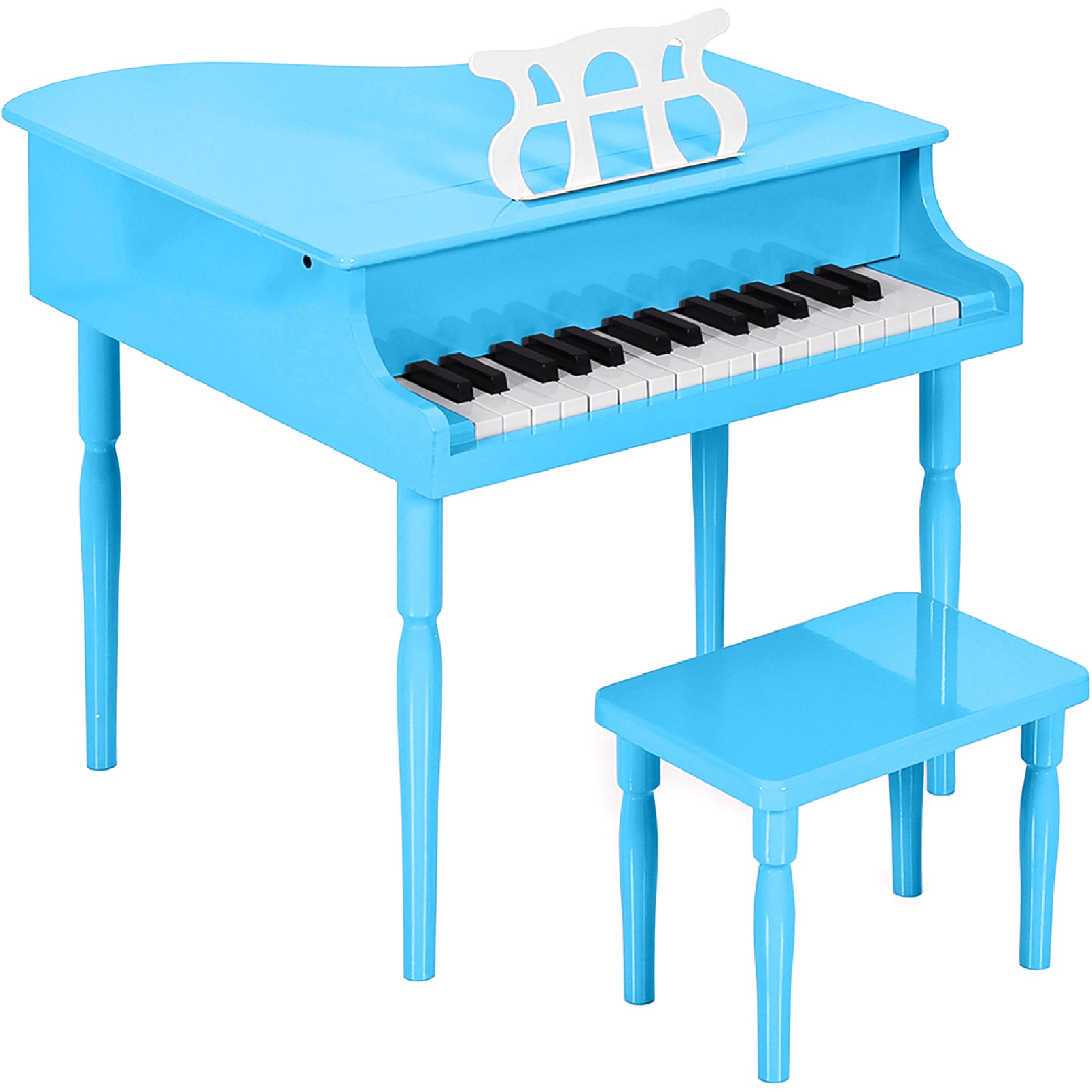 Kids Mini Wooden Grand Piano w/ Lid, Bench, Music Rack, Song Book, Stickers