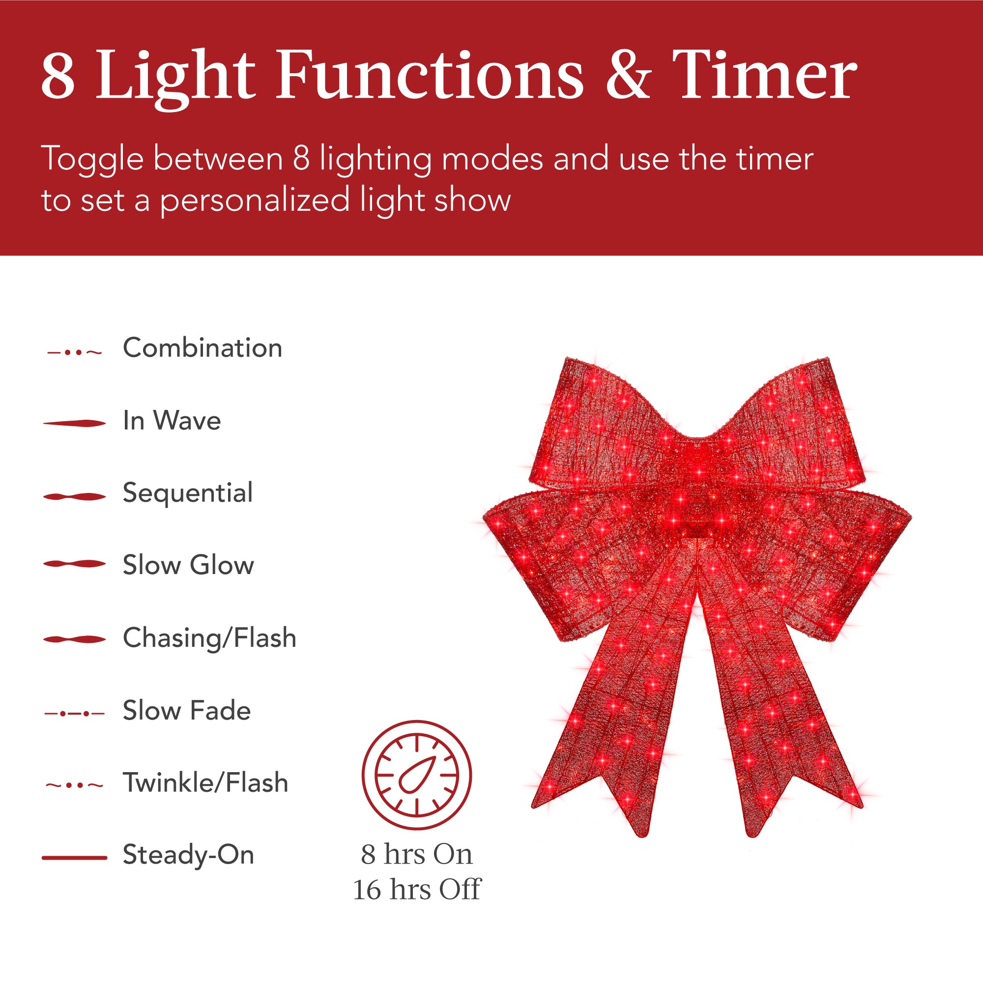 Pre-Lit Large Christmas Bow Decoration, Holiday Decor w/ 8 Functions - –  Best Choice Products